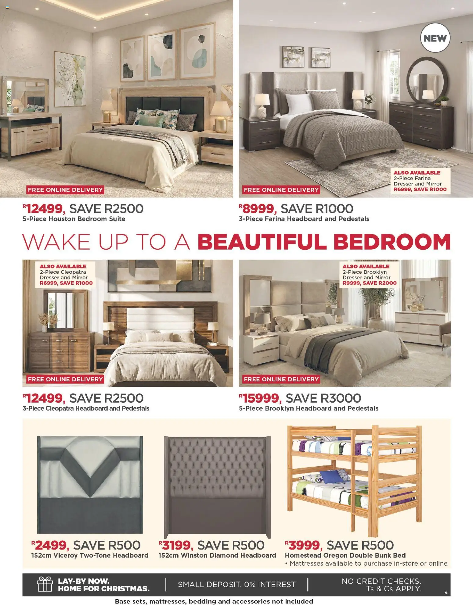 New House and Home catalogue – valid from 12/10/2026 | Page: 9 | Products: Headboard, Bed, Mirror, Double bunk