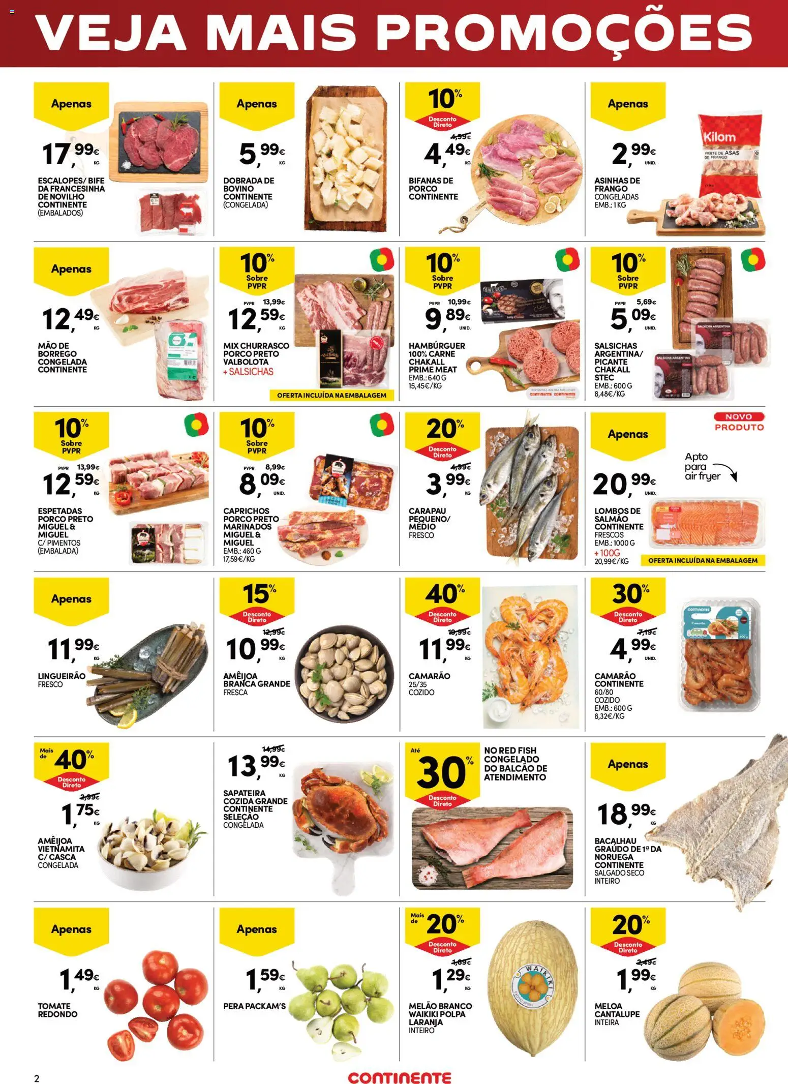 Continente Fim de Semana à Continente │ válido de 31/07/2026 | Página: 2 | Produtos: Hambúrguer, Sapateira, Tomate, Melão