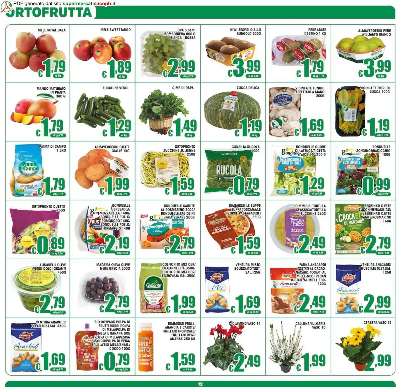 Volantino Sacoph del 02/10/2026 | Pagina: 12 | Prodotti: Mele, Verdure, Mozzarella, Cacao