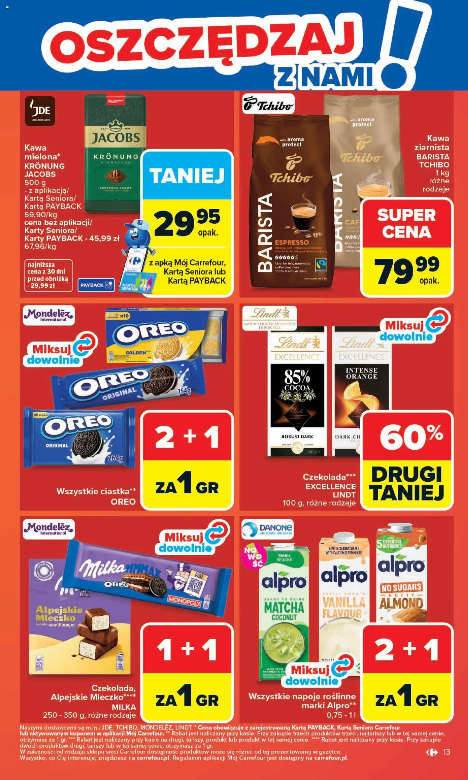 Carrefour gazetka - Zmieniliśmy Się Dla Ciebie od 25.05.2026 | Strona: 13 | Produkty: Alpro, Napoje, Tchibo, Ciastka