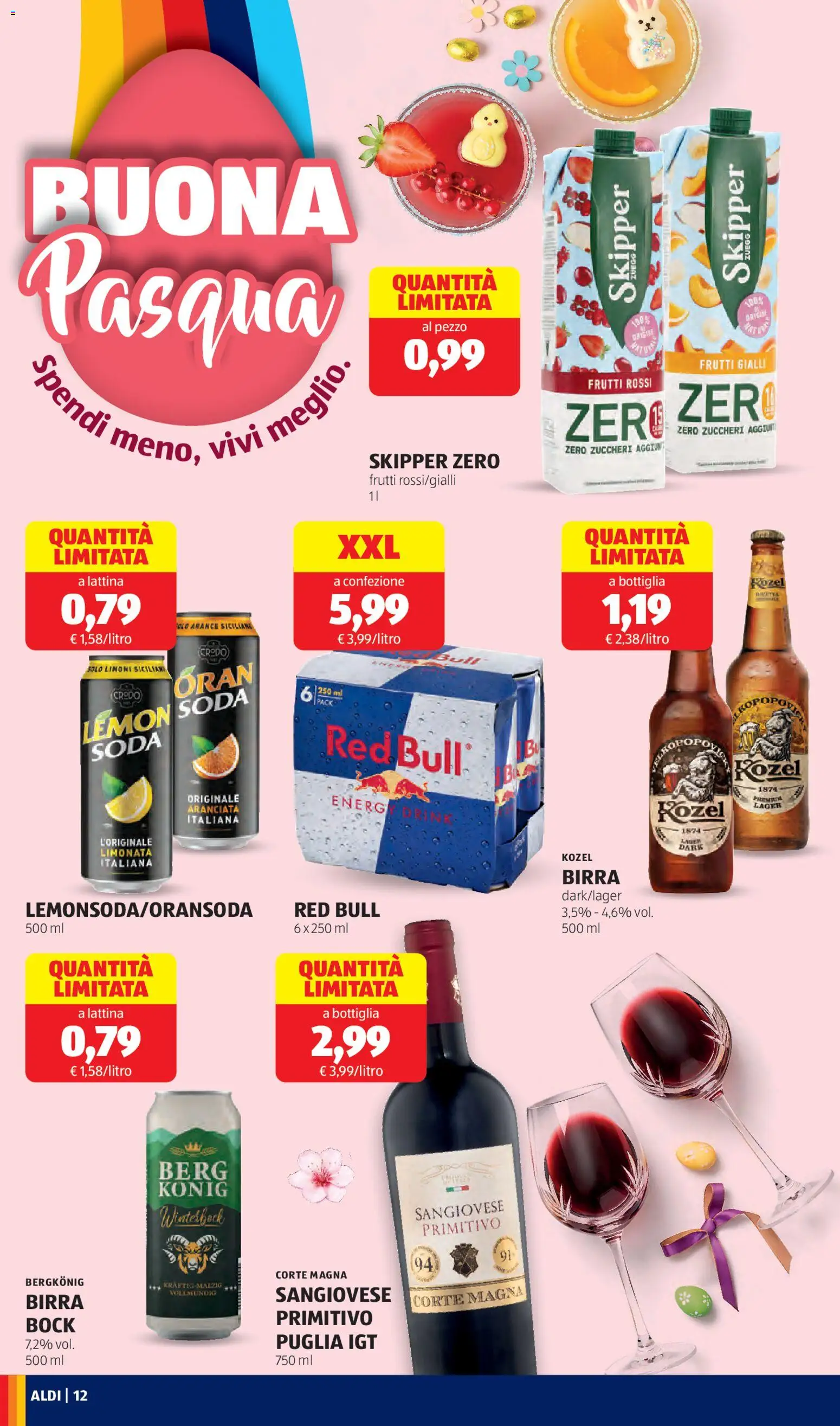 Volantino Aldi del 16.03.2026 | Pagina: 12 | Prodotti: Birra, Arance, Limonata, Bottiglia