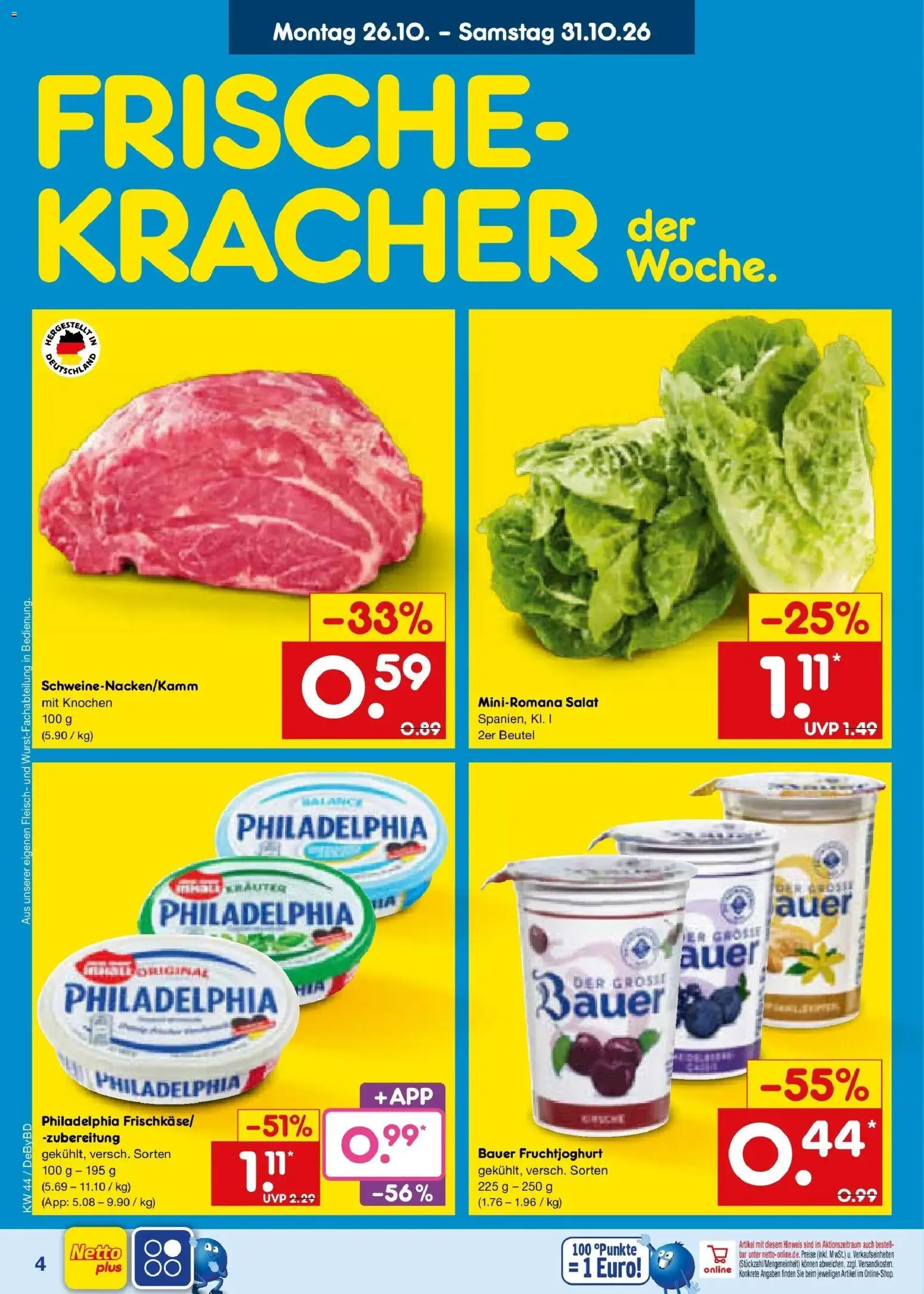 Netto Marken-Discount Prospekt Buttenwiesen – gültig ab 26.10.2026 | Seite: 6 | Produkte: Philadelphia, Fruchtjoghurt, Fleisch, Salat