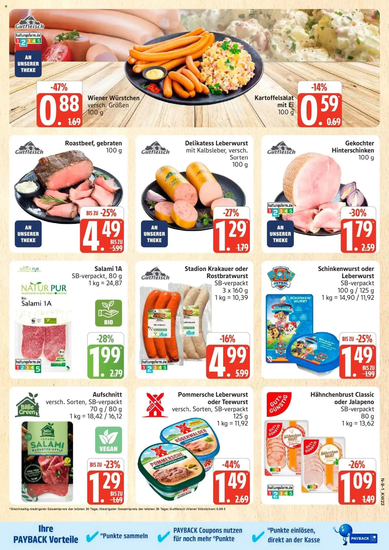 Edeka prospekt Rostock – gültig ab 01.06.2026 | Seite: 9 | Produkte: Hahnchen, Wiener wurstchen, Theke, Schinken