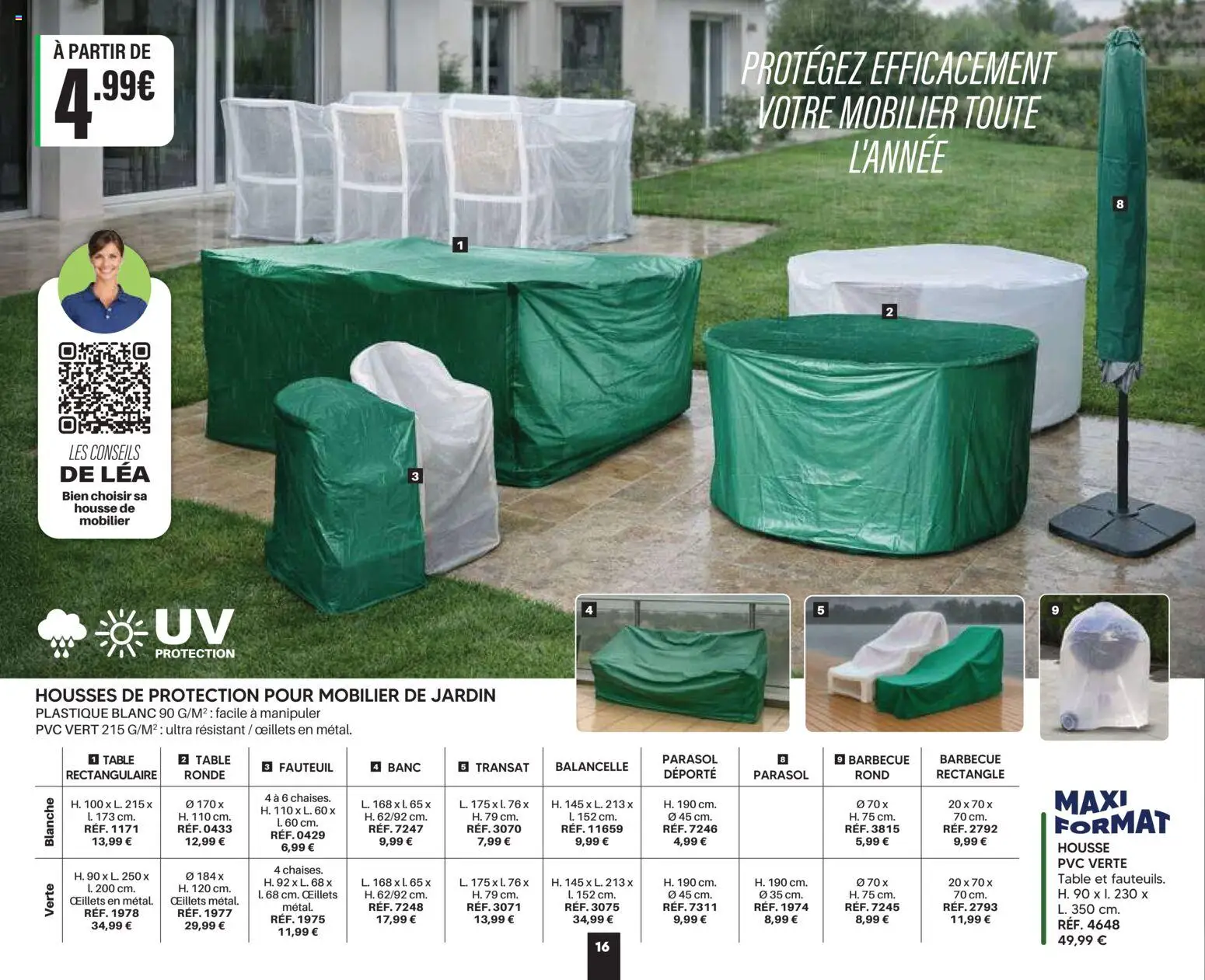 {H1} | Page: 16 | Produits: Parasol rond, Transat, Table, Mobilier de jardin