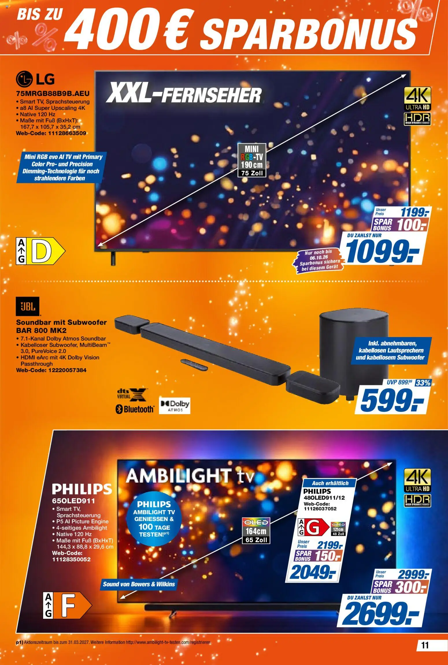 Expert Prospekt – gültig ab 02.10.2026 | Seite: 11 | Produkte: Philips, Soundbar, TV