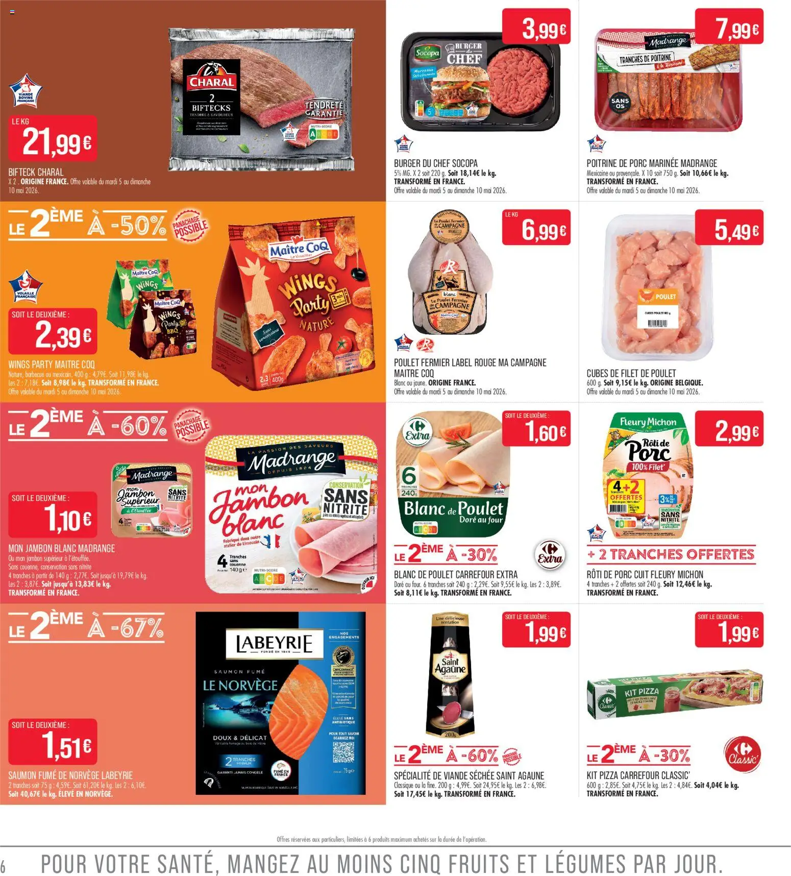 {H1} | Page: 6 | Produits: Poitrine de porc, Saumon fumé, Pizza, Viande bovine