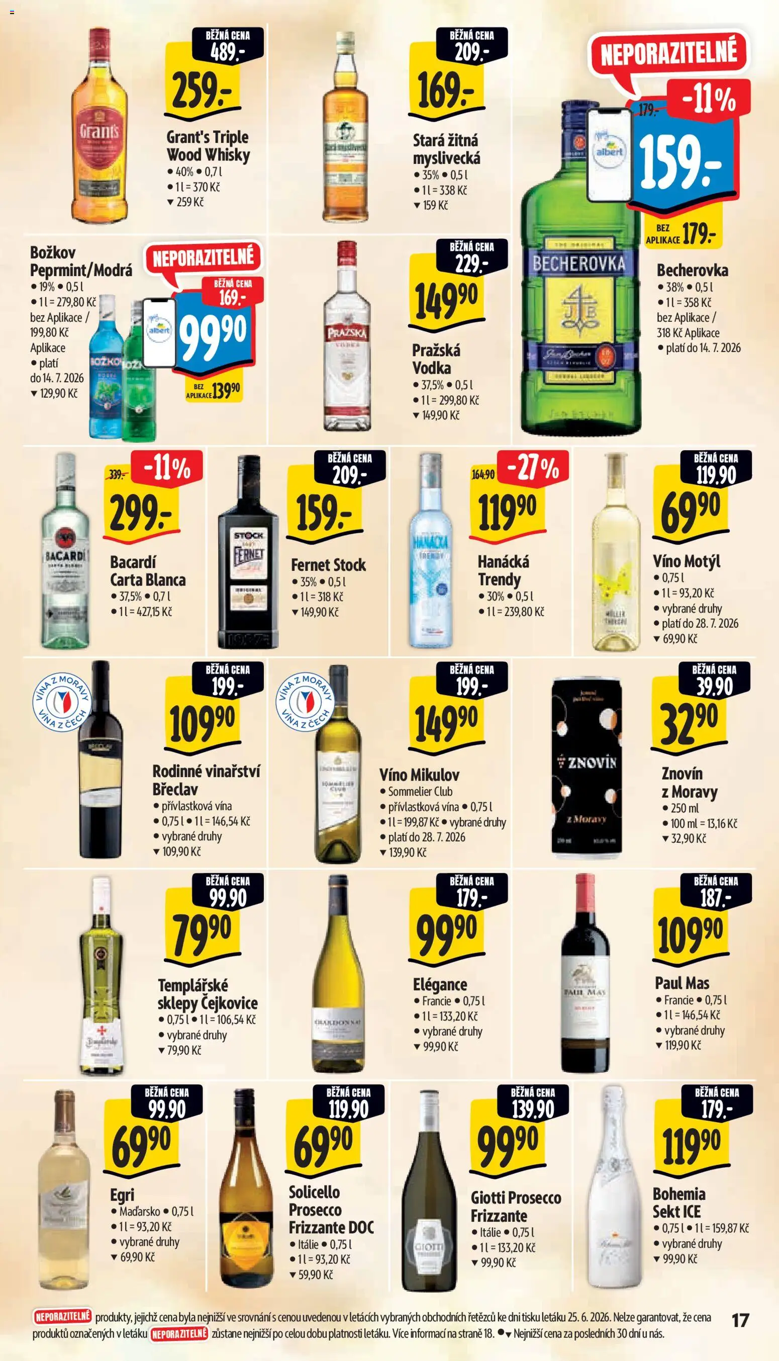 Albert leták - Supermarket od 01.07.2026 | Strana: 25 | Produkty: Frizzante, Bohemia Sekt Ice, Becherovka, Stará žitná myslivecká