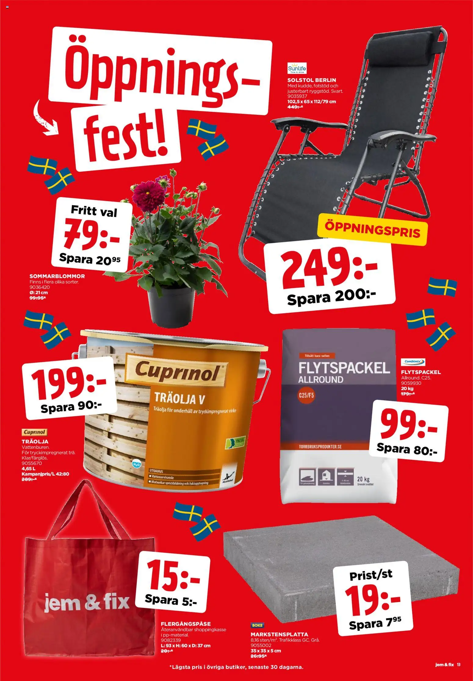 Jem & Fix reklamblad aktuell från 26.05.2026 | Sida: 13 | Produkter: Solstol, Träolja