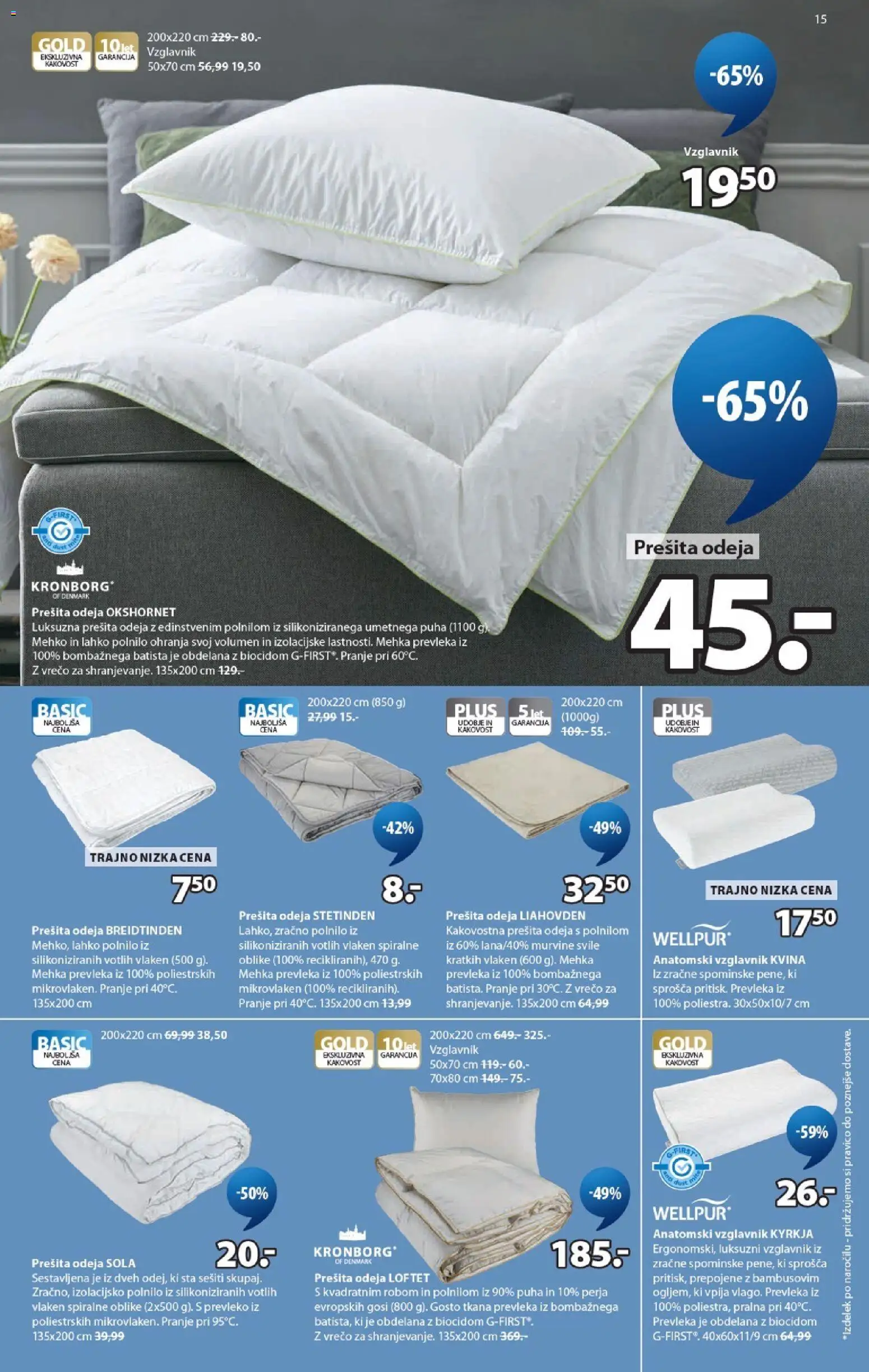 Novi JYSK katalog ponudbe – veljaven od 09.09.2026 | Stran: 15 | Izdelki: Prešita odeja, Vzglavnik, Prevleka, Odeja