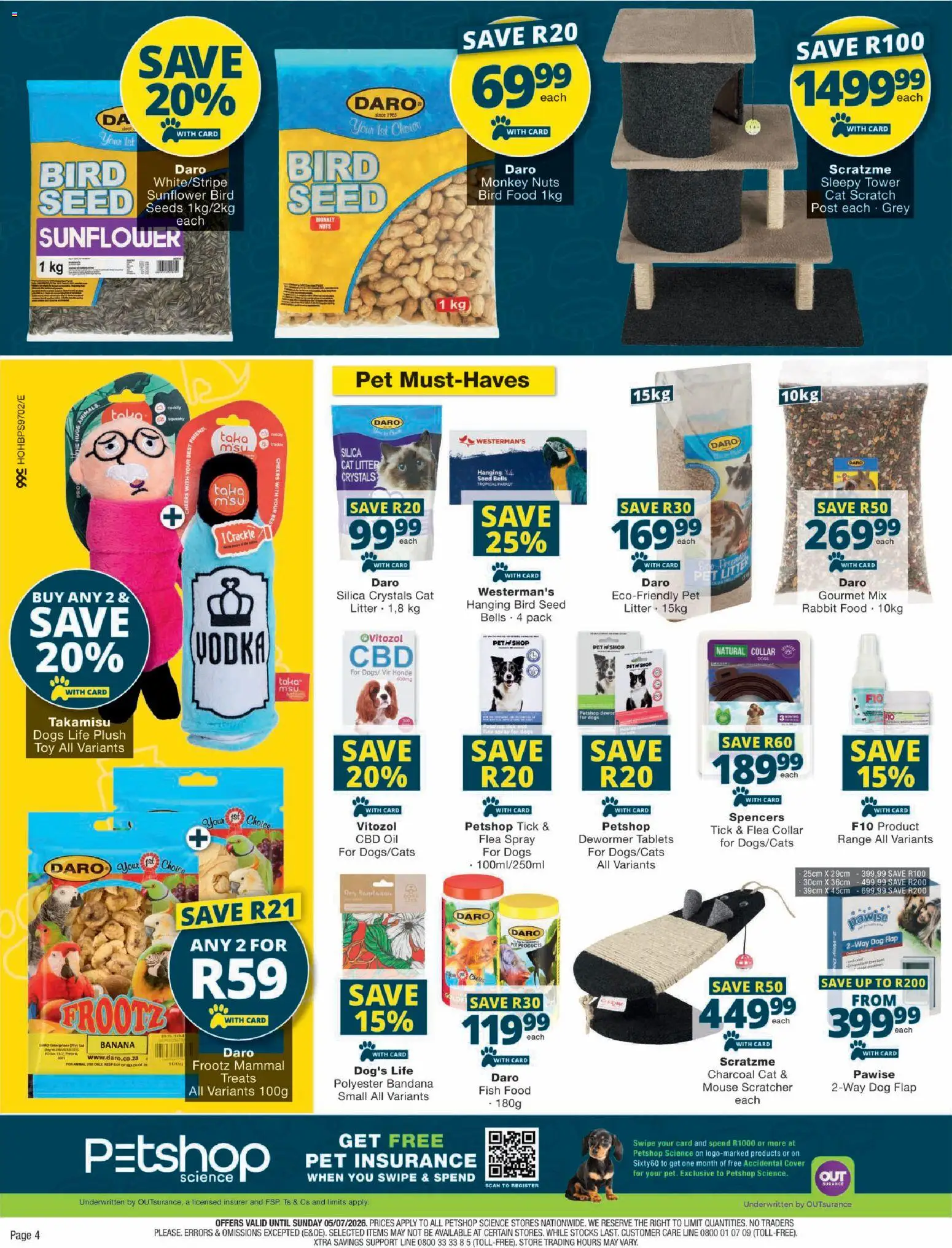 New Checkers catalogue – valid from 11.05.2026 | Page: 4 | Products: Mouse, Fish, Vodka, Cat litter