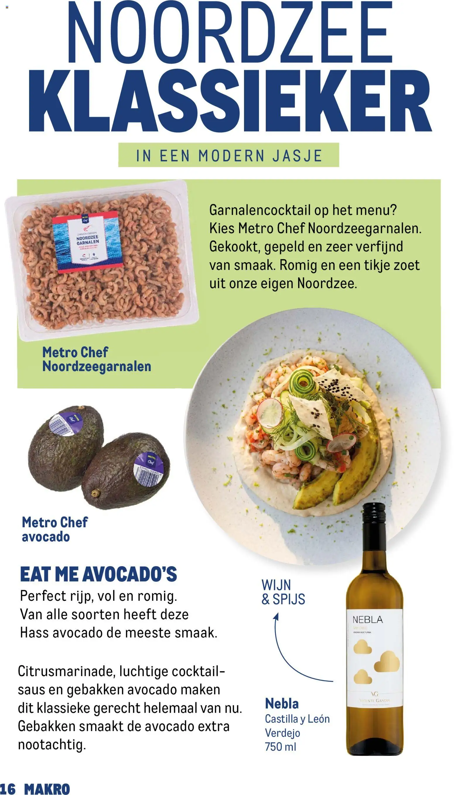 {H1} | Pagina: 16 | Producten: Avocado, Wijn, Saus, Garnalen