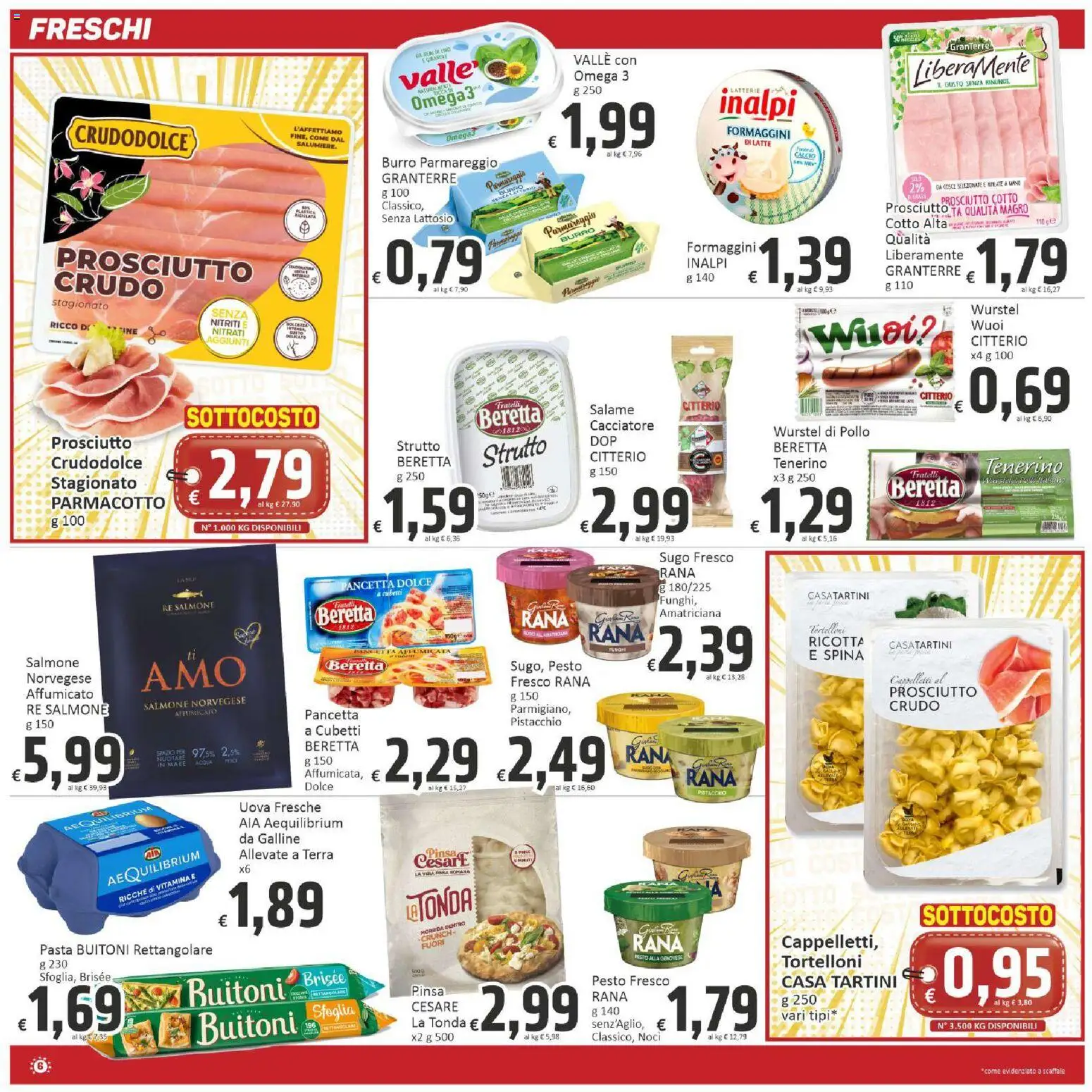 Volantino Paghi Poco del 23/10/2026 | Pagina: 6 | Prodotti: Pancetta, Burro, Omega 3, Senza lattosio