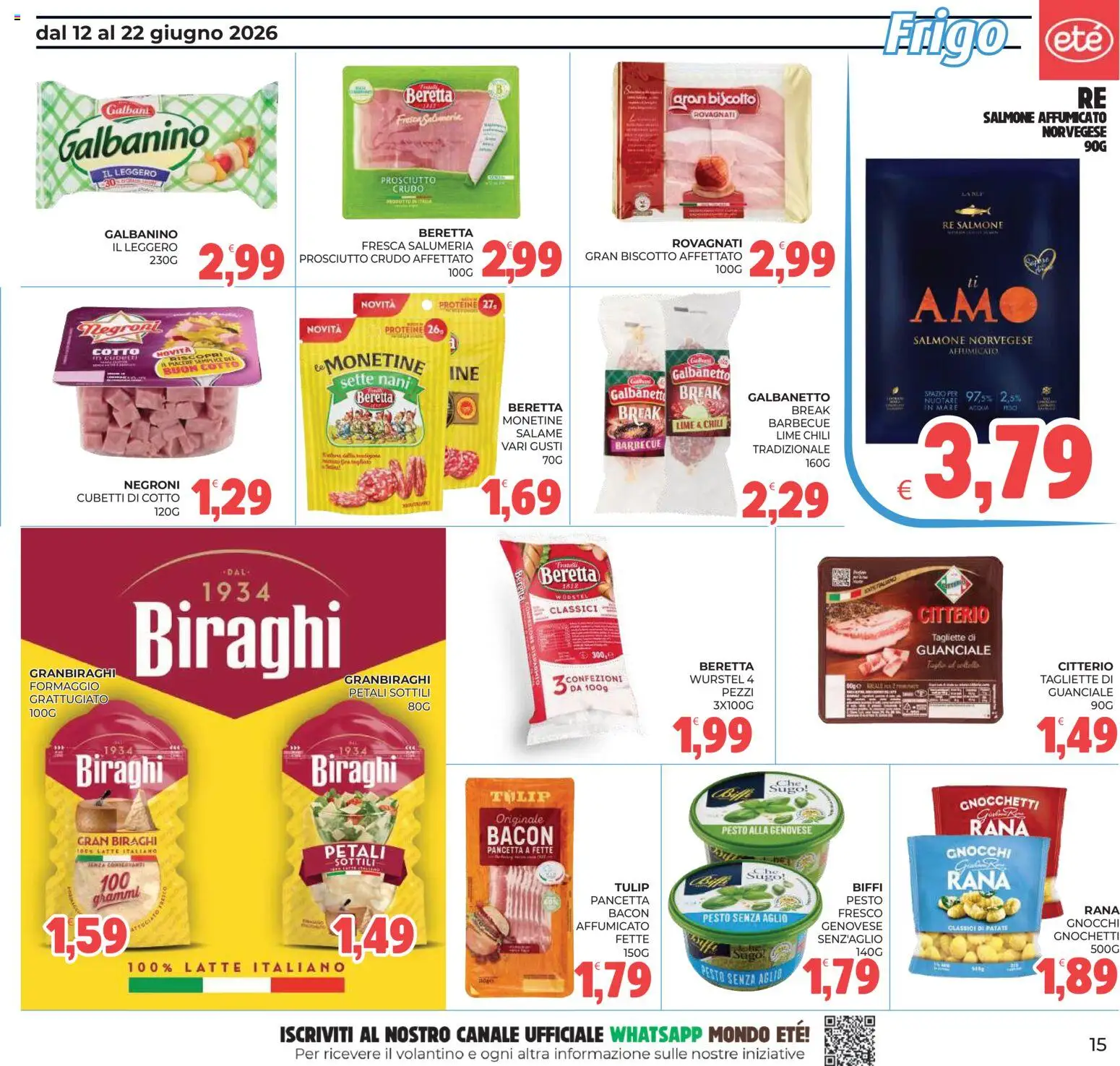 Volantino Eté del 12.06.2026 | Pagina: 15 | Prodotti: Prosciutto, Gnocchi, Sugo, Gnocchetti