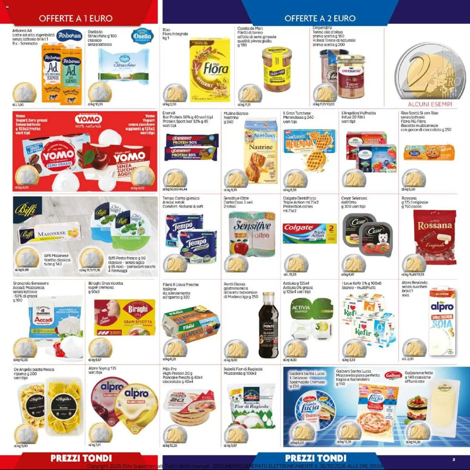 Volantino Elite Supermercati del 30/10/2026 | Pagina: 3 | Prodotti: Carta igienica, Maionese, Taglio, Sugo