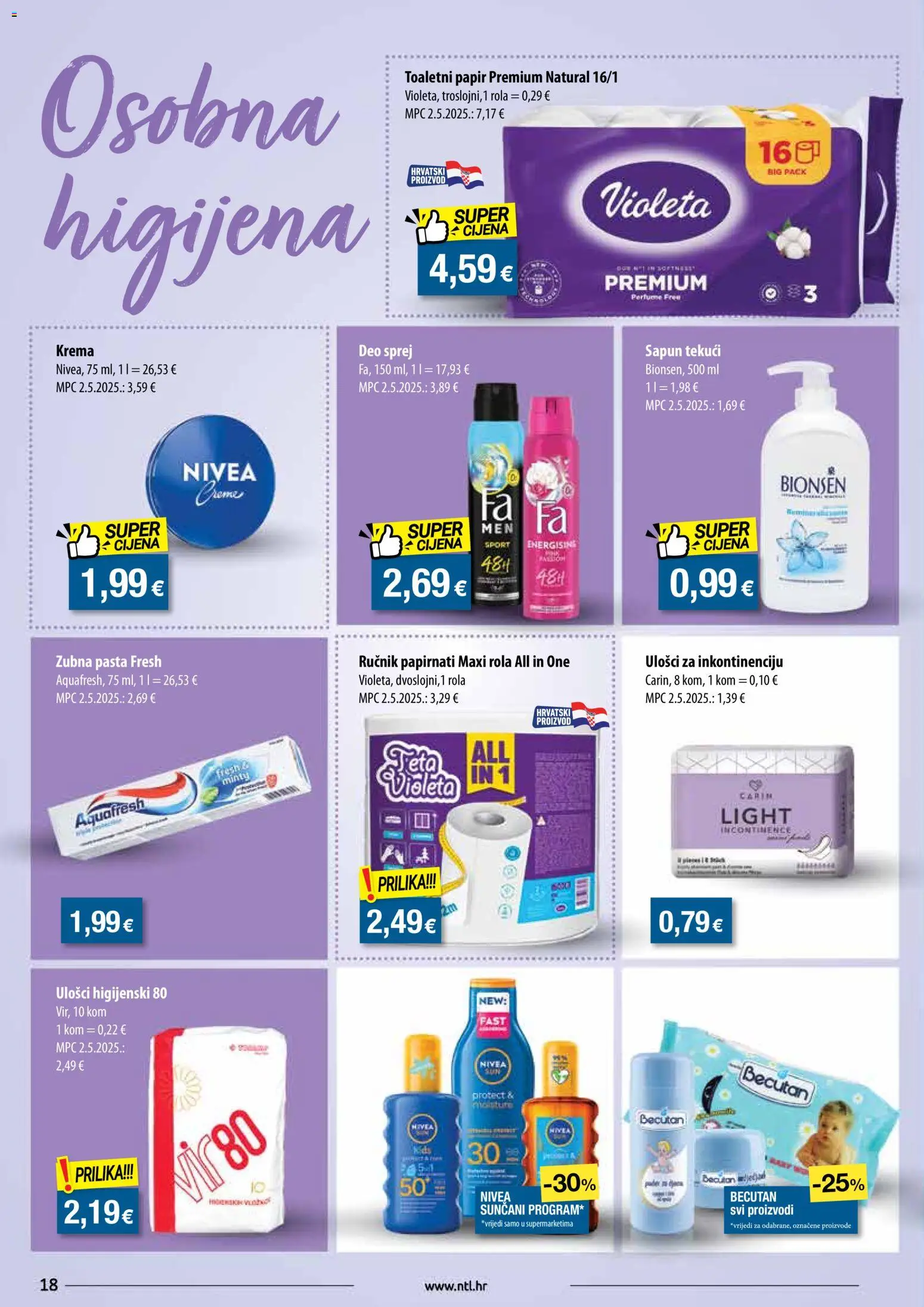 NTL katalog | vrijedi od 15.07.2026 | Stranica: 18 | Proizvodi: Sapun, Pasta, Nivea, Violeta