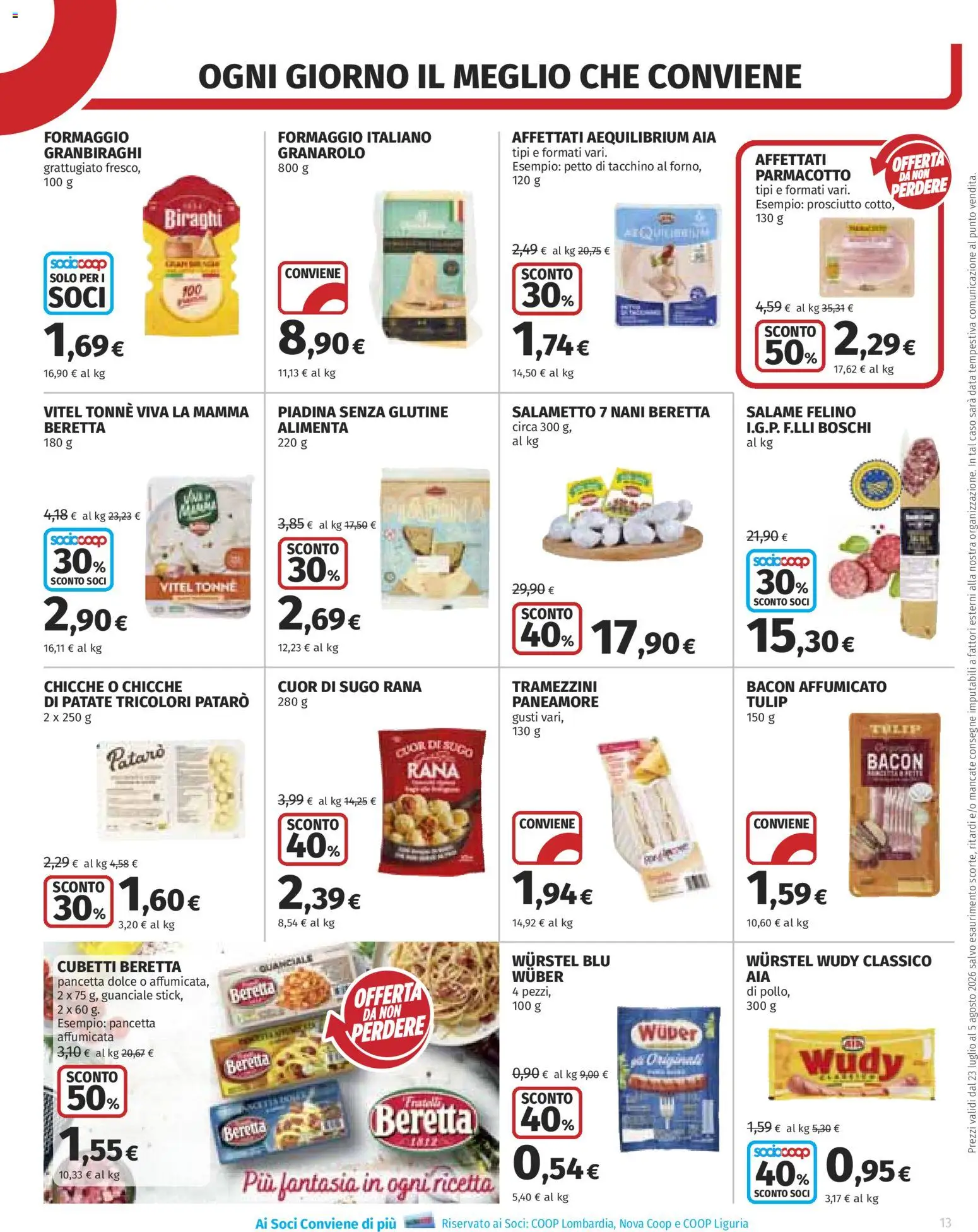 Volantino COOP del 23/07/2026 | Pagina: 13 | Prodotti: Salame, Pancetta, Tacchino, Sugo