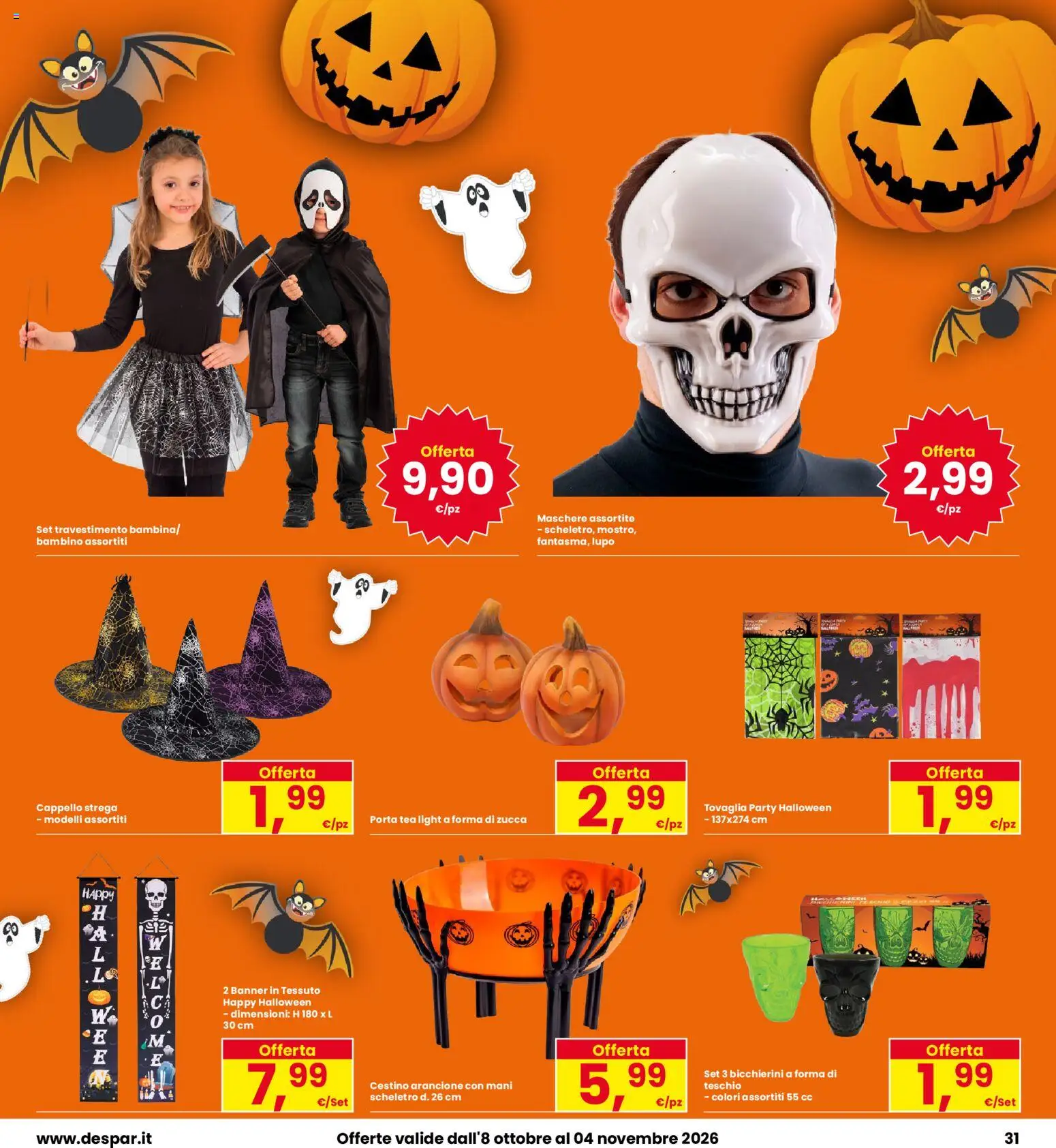 Volantino Eurospar del 08/10/2026 | Pagina: 31 | Prodotti: Zucca, Cappello, Maschere, Cestino