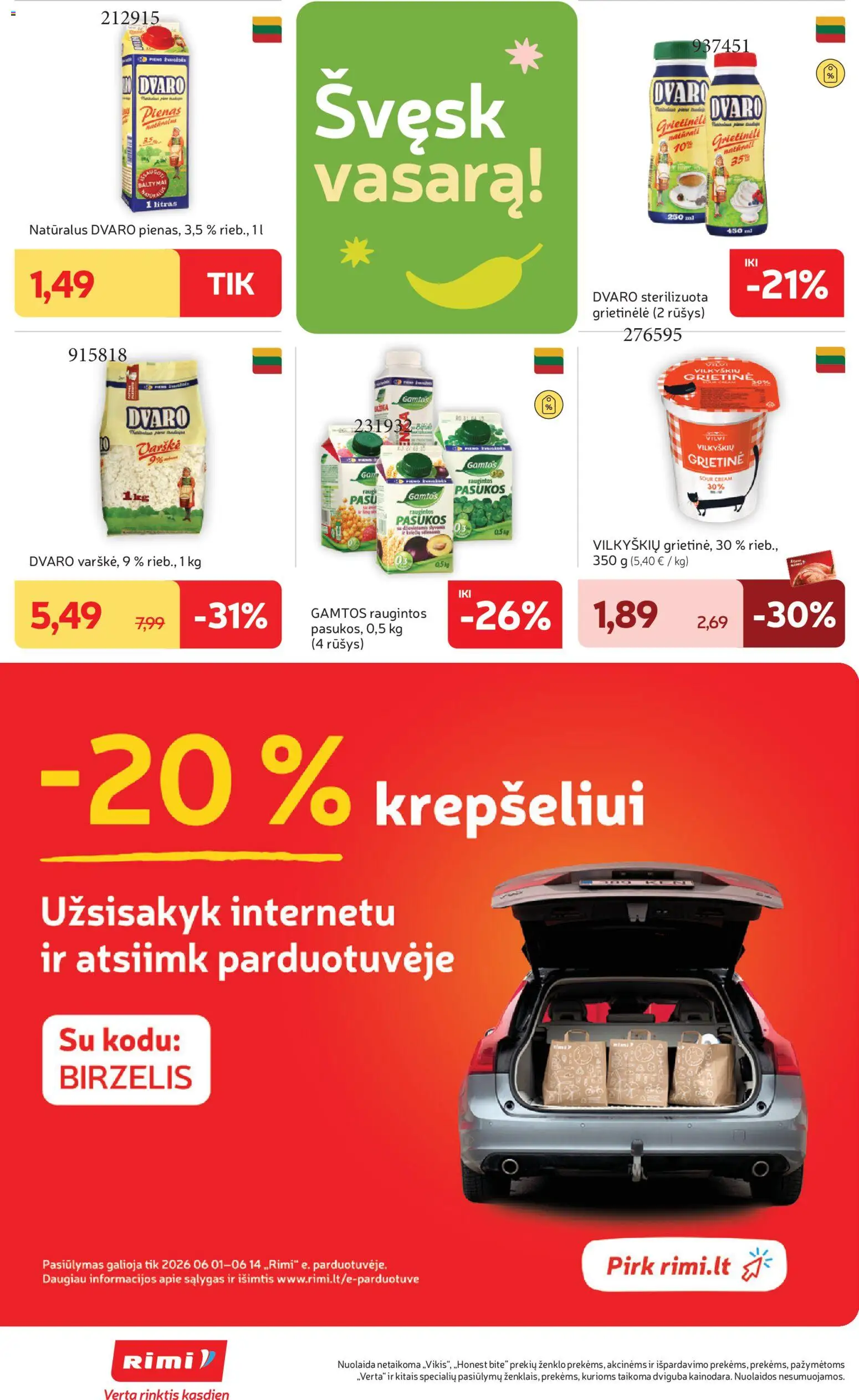 Rimi akcijos nuo 09.06.2026 | Puslapis: 22 | Prekių: Grietinėlė, Pienas, Grietinė