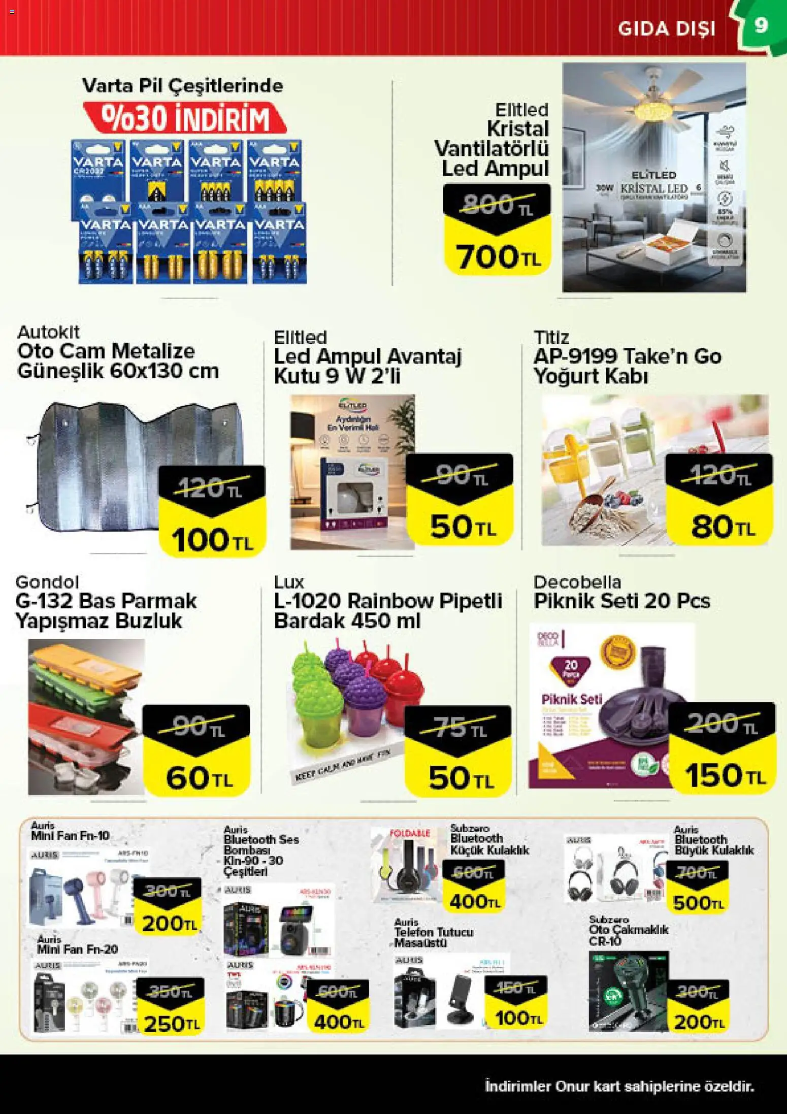 Onur Market Katalog - 16.06.2026 tarihinden itibaren geçerlidir | Sayfa: 9 | Ürünler: Masa, Pil, Kulaklık, Fan