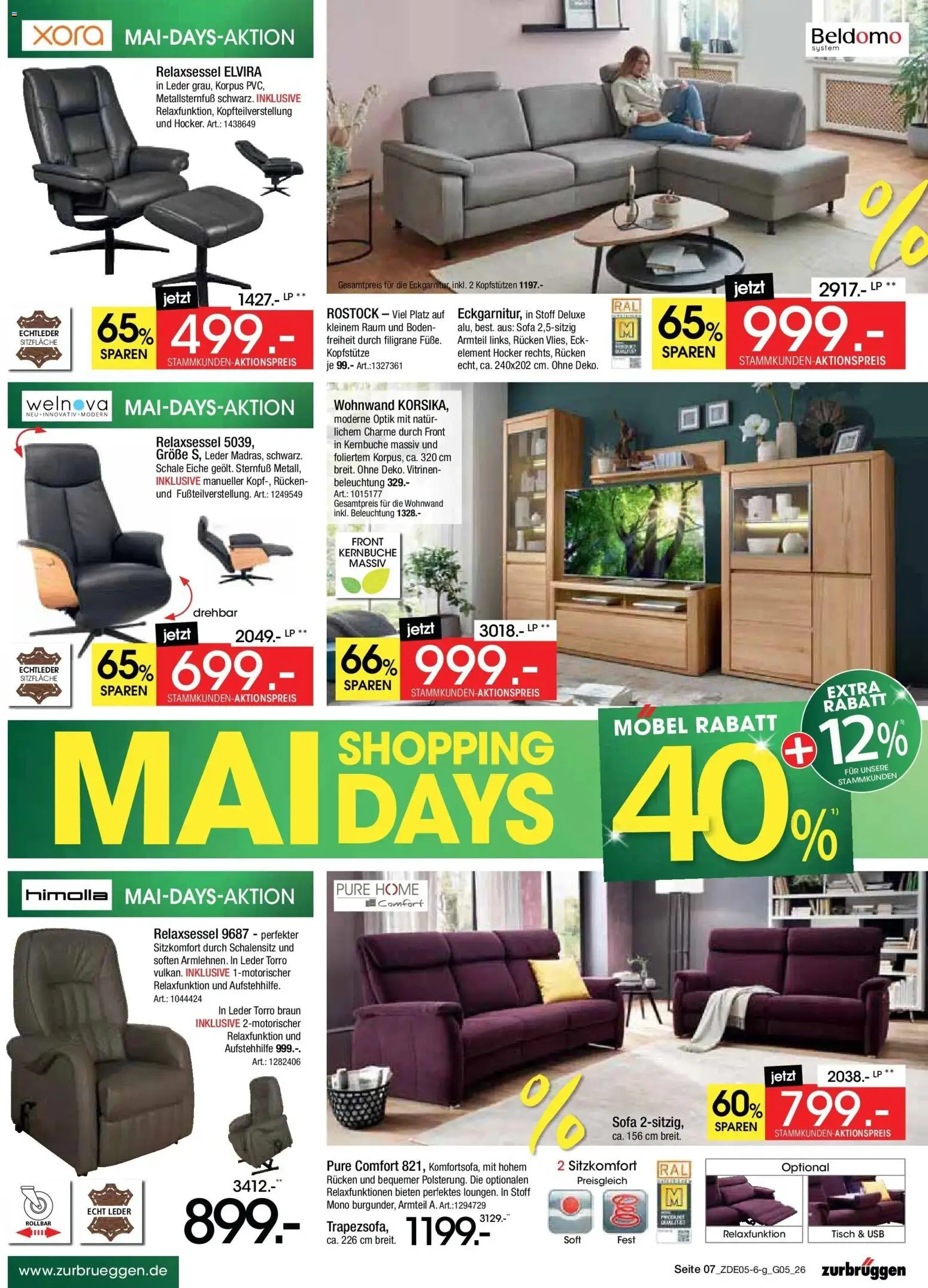 Zurbrüggen MaiDays Shopping – gültig ab 08.05.2026 | Seite: 7 | Produkte: USB, Hocker, Sofa, Tisch