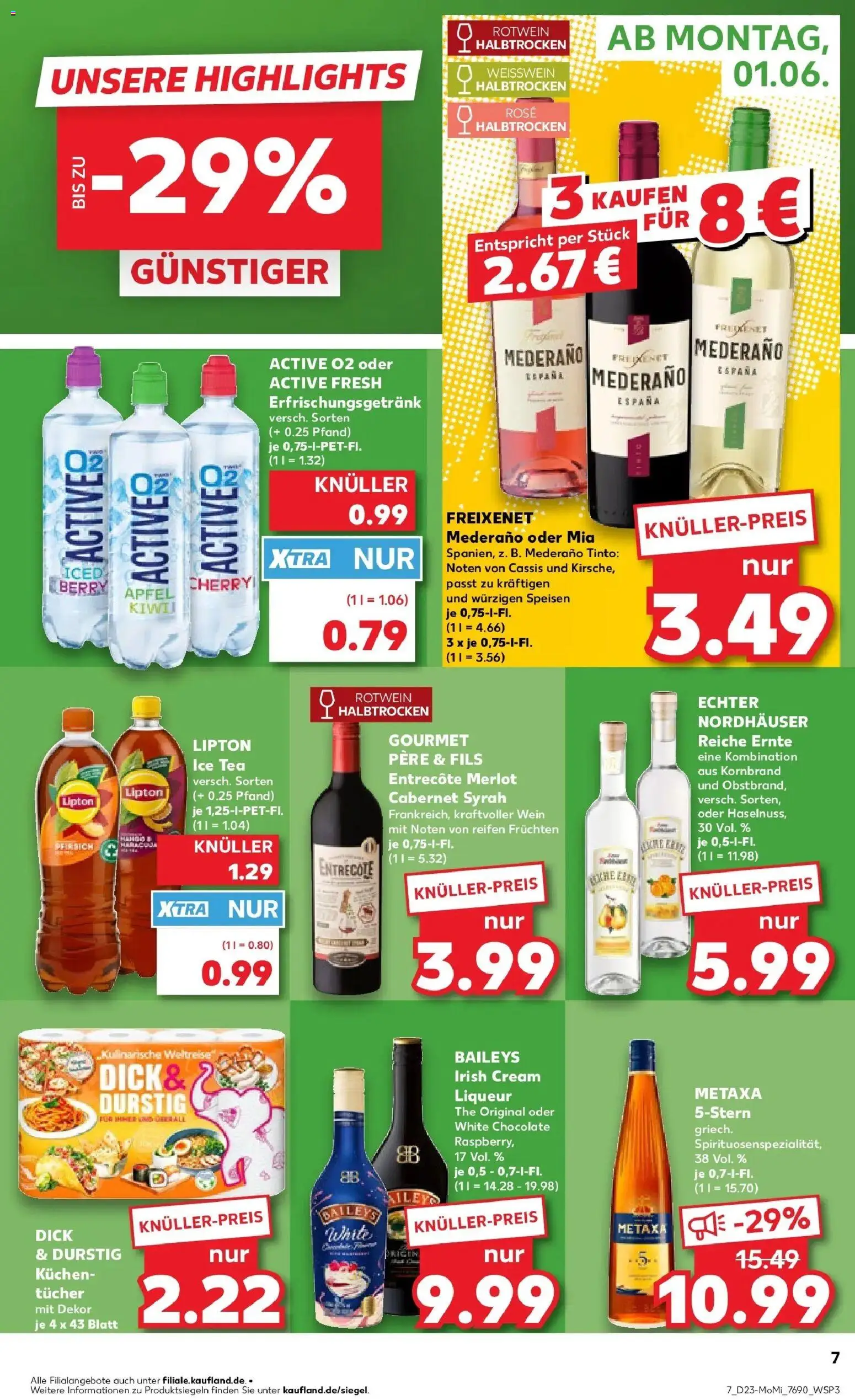 Kaufland Prospekt Radolfzell Am Bodensee – gültig ab 01.06.2026 | Seite: 7 | Produkte: Freixenet, Rotwein halbtrocken, Merlot, Pfirsich