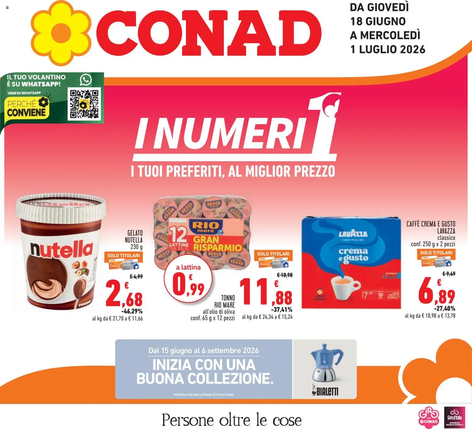Volantino Conad del 18.06.2026 | Pagina: 1 | Prodotti: Crema, Gelato, Nutella, Tonno