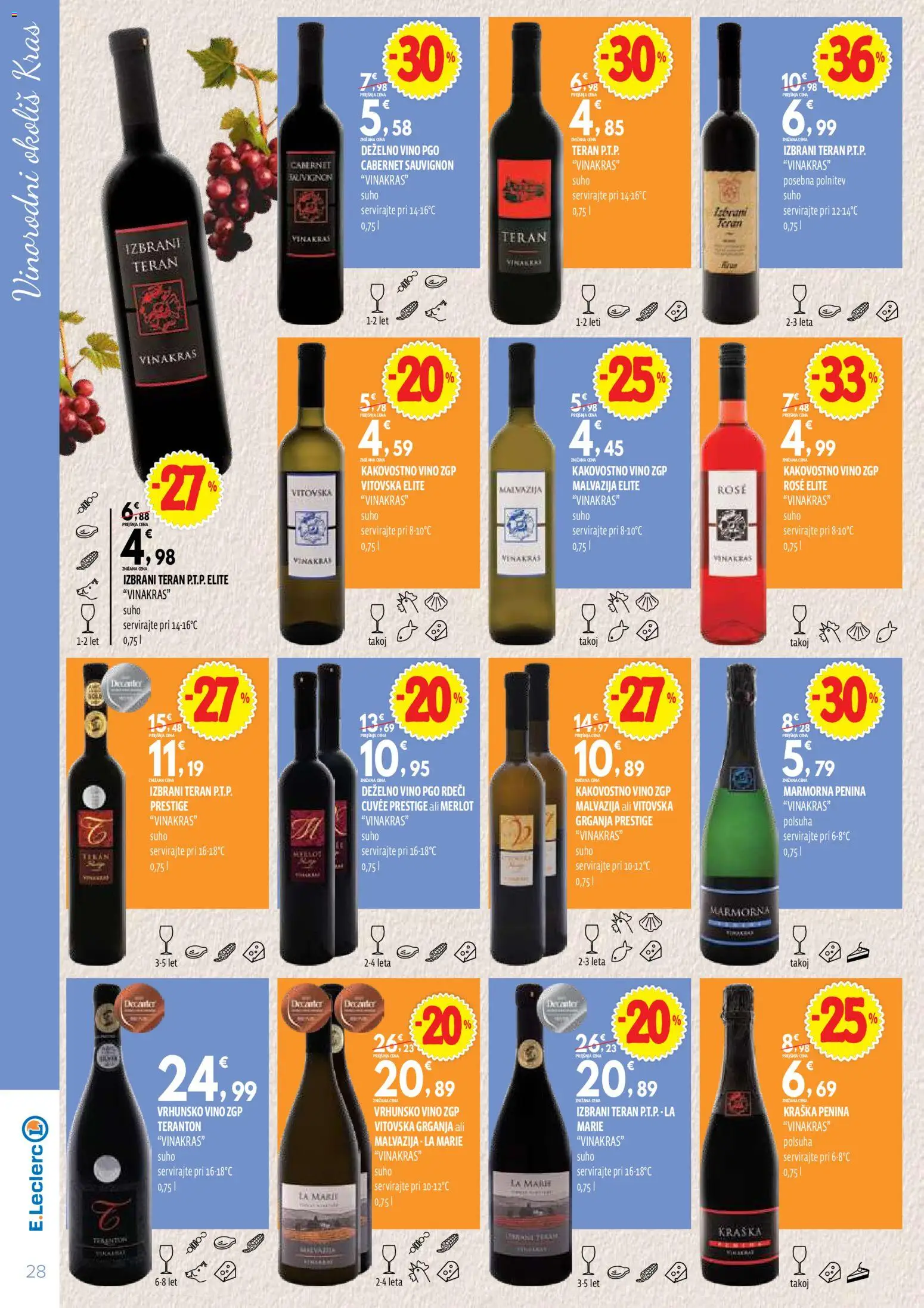 Novi E.leclerc katalog ponudbe – veljaven od 13.10.2026 | Stran: 28 | Izdelki: Penina, Vino