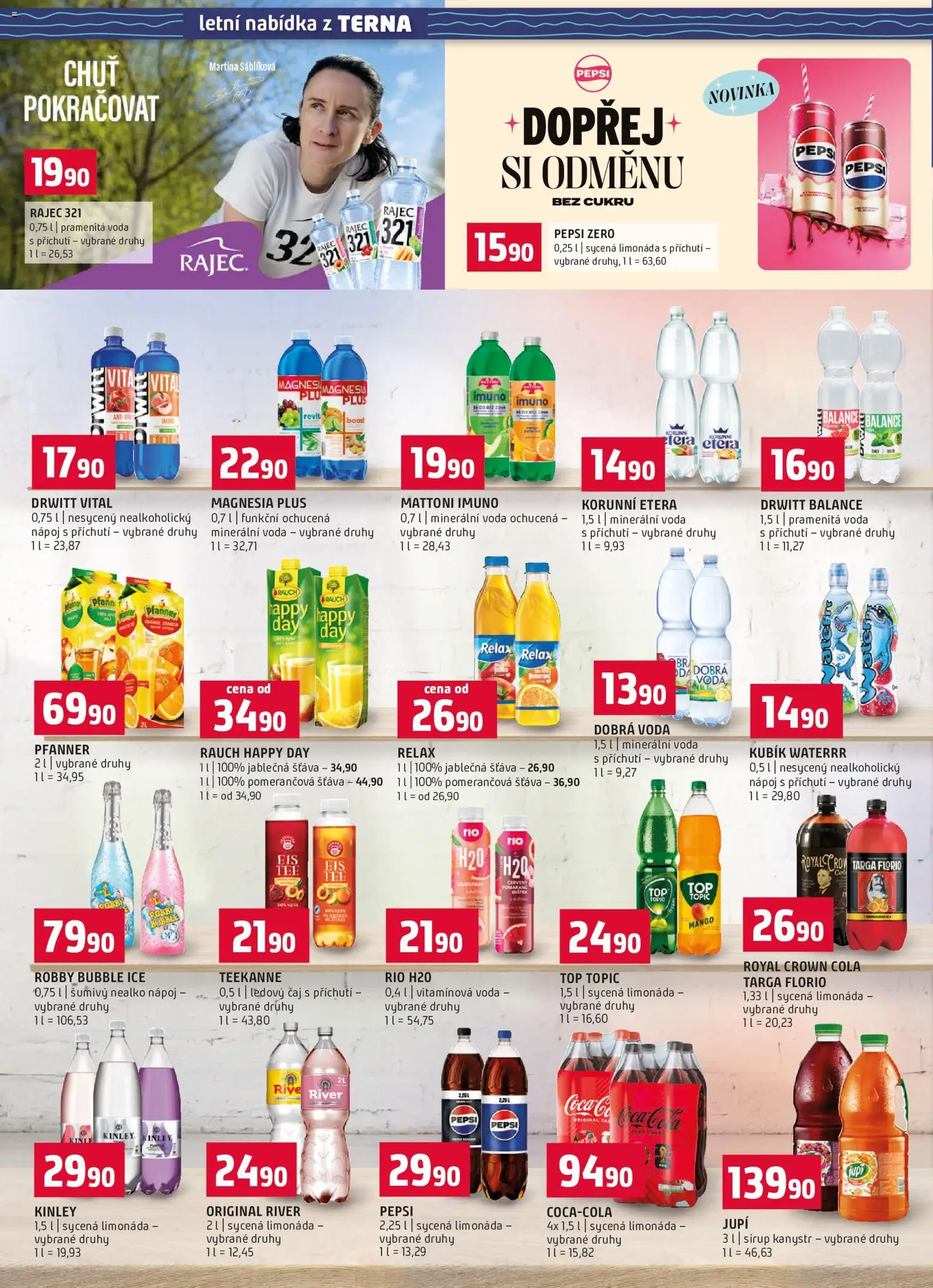 Terno leták - Letní speciál od 30.06.2026 | Strana: 6 | Produkty: Dobrá voda, Voda, Royal Crown Cola, Minerální voda