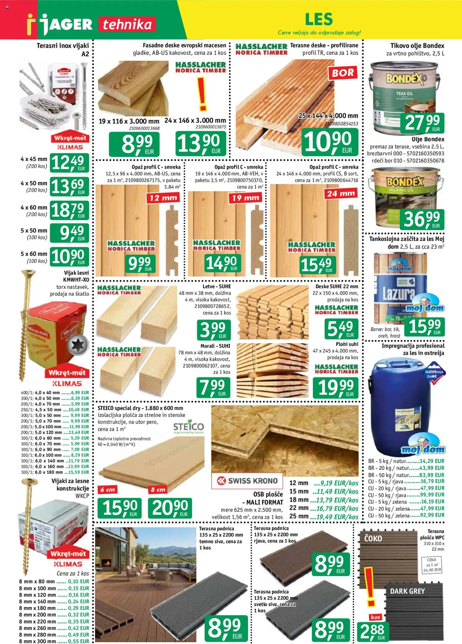 Novi Jager katalog ponudbe – veljaven od 03.06.2026 | Stran: 1 | Izdelki: Kos, Terasne deske, Olje, Zelena