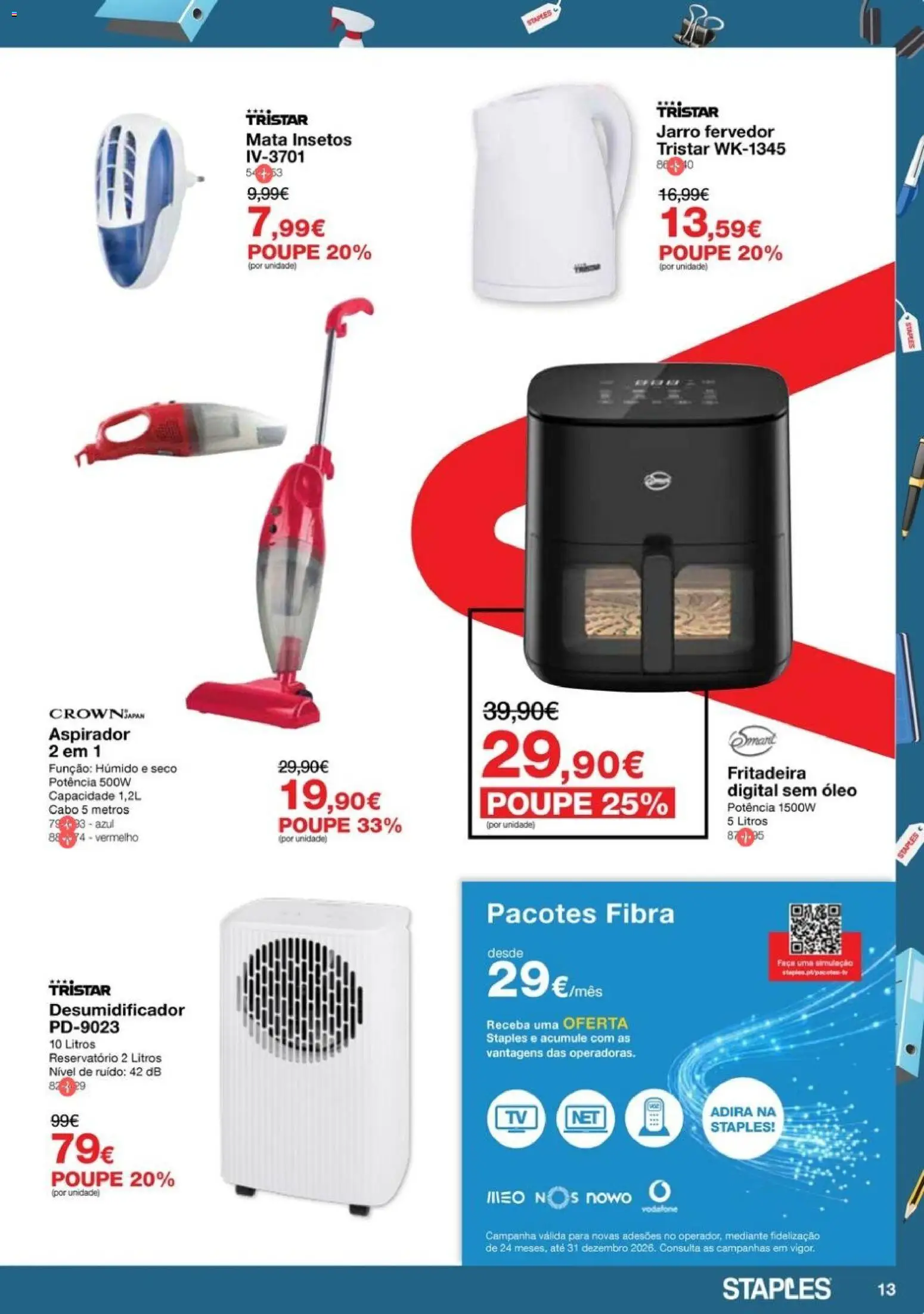 Staples folheto │ válido de 08/10/2026 | Página: 13 | Produtos: Fritadeira, Cabo, Faca, Aspirador