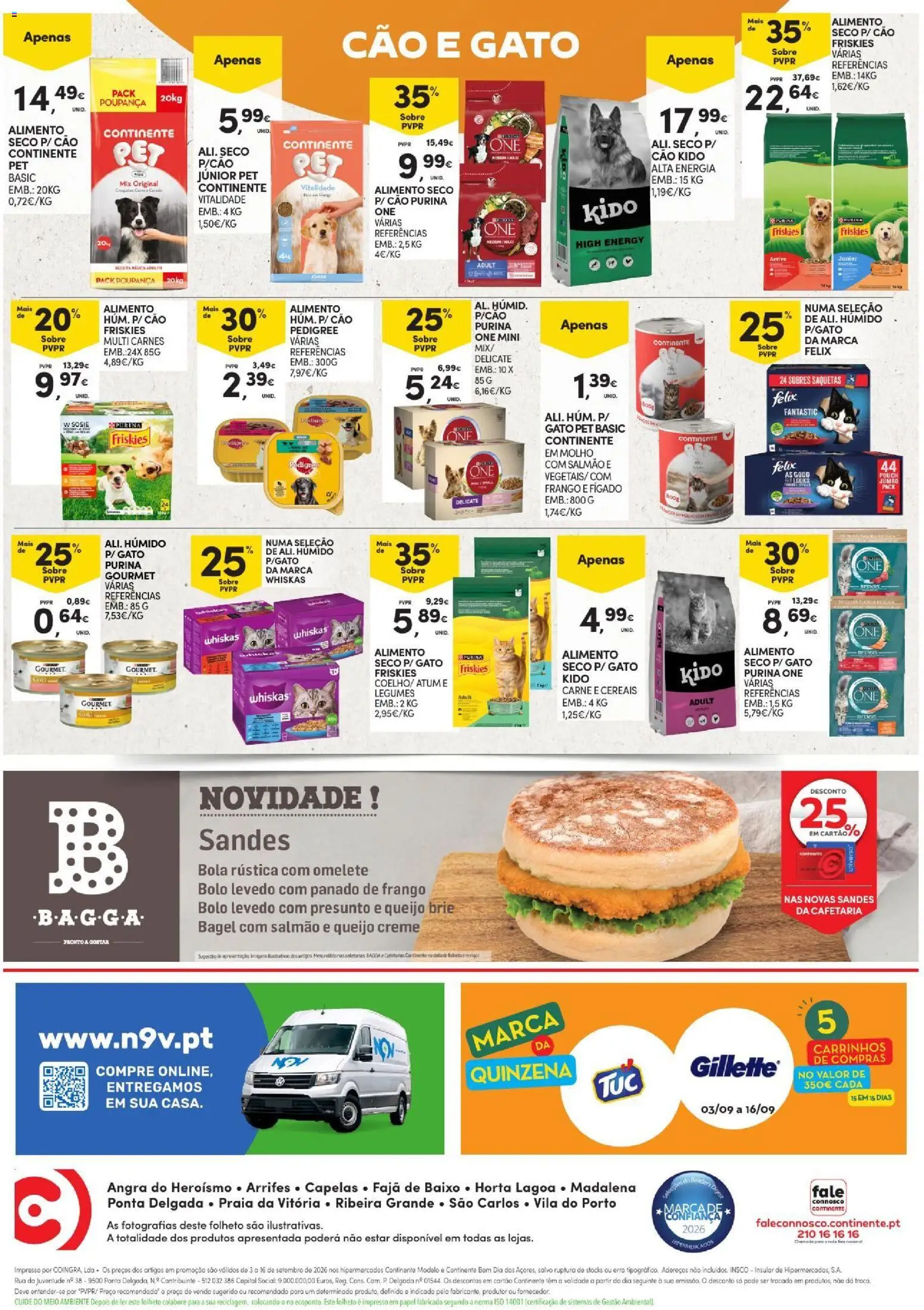 Continente Açores │ válido de 03/09/2026 | Página: 28 | Produtos: Purina one, Queijo creme, Queijo, Saquetas