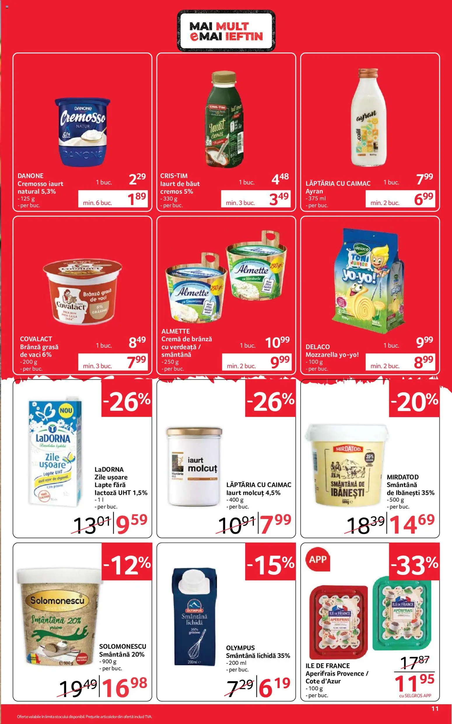 Noul catalog Selgros – valabil de la 04.09.2026 | Pagină: 11 | Produse: Brânză, Cremă, Cremă de brânză, Verdeață