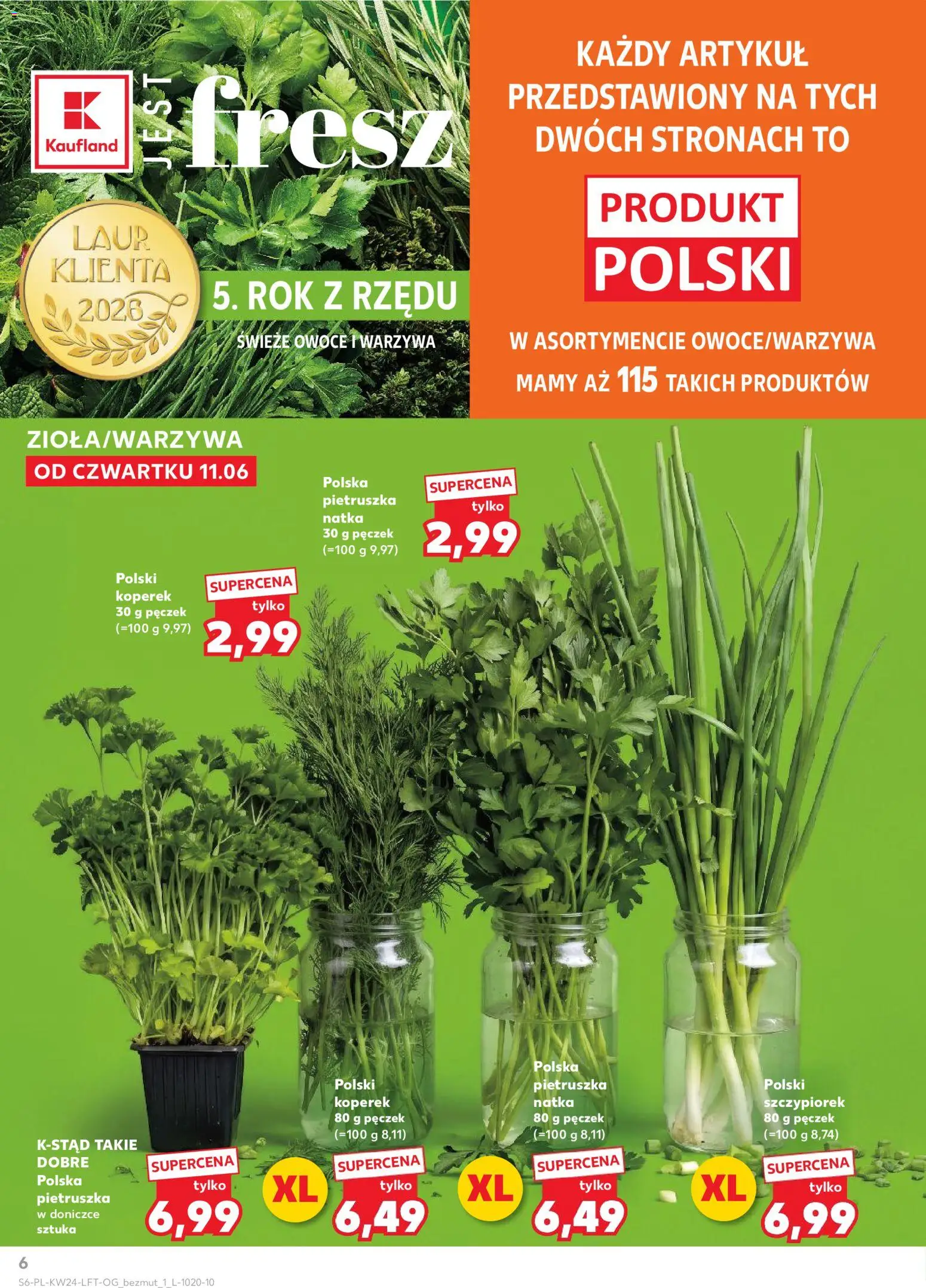 Kaufland gazetka od 11.06.2026 | Strona: 6 | Produkty: Pietruszka, Koperek, Warzywa, Owoce