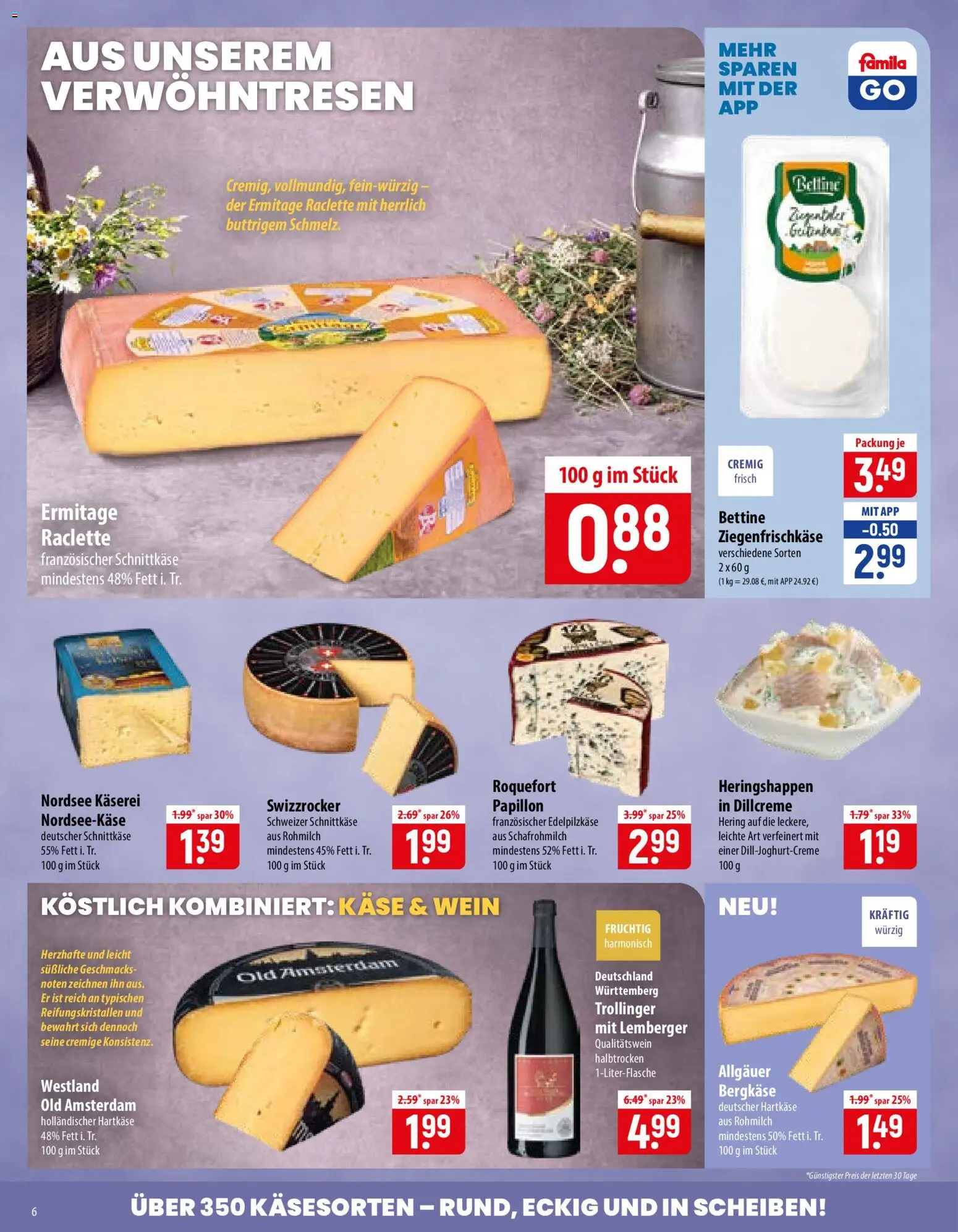 Famila Prospekt – gültig ab 02.11.2026 | Seite: 6 | Produkte: Hering, Käse, Wein, Raclette