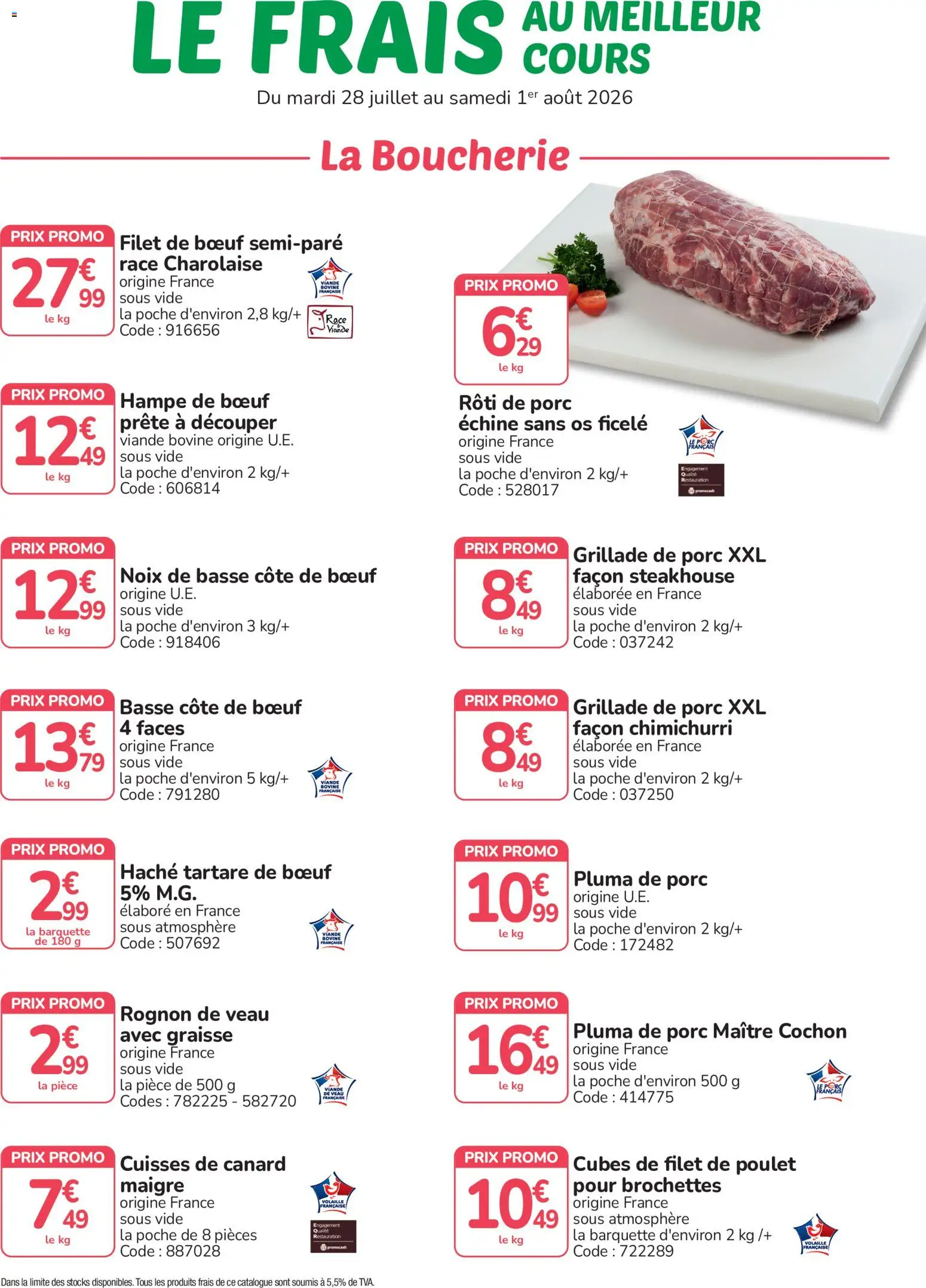 {H1} | Page: 1 | Produits: Volaille, Cuisses de canard, Viande, Basse côte