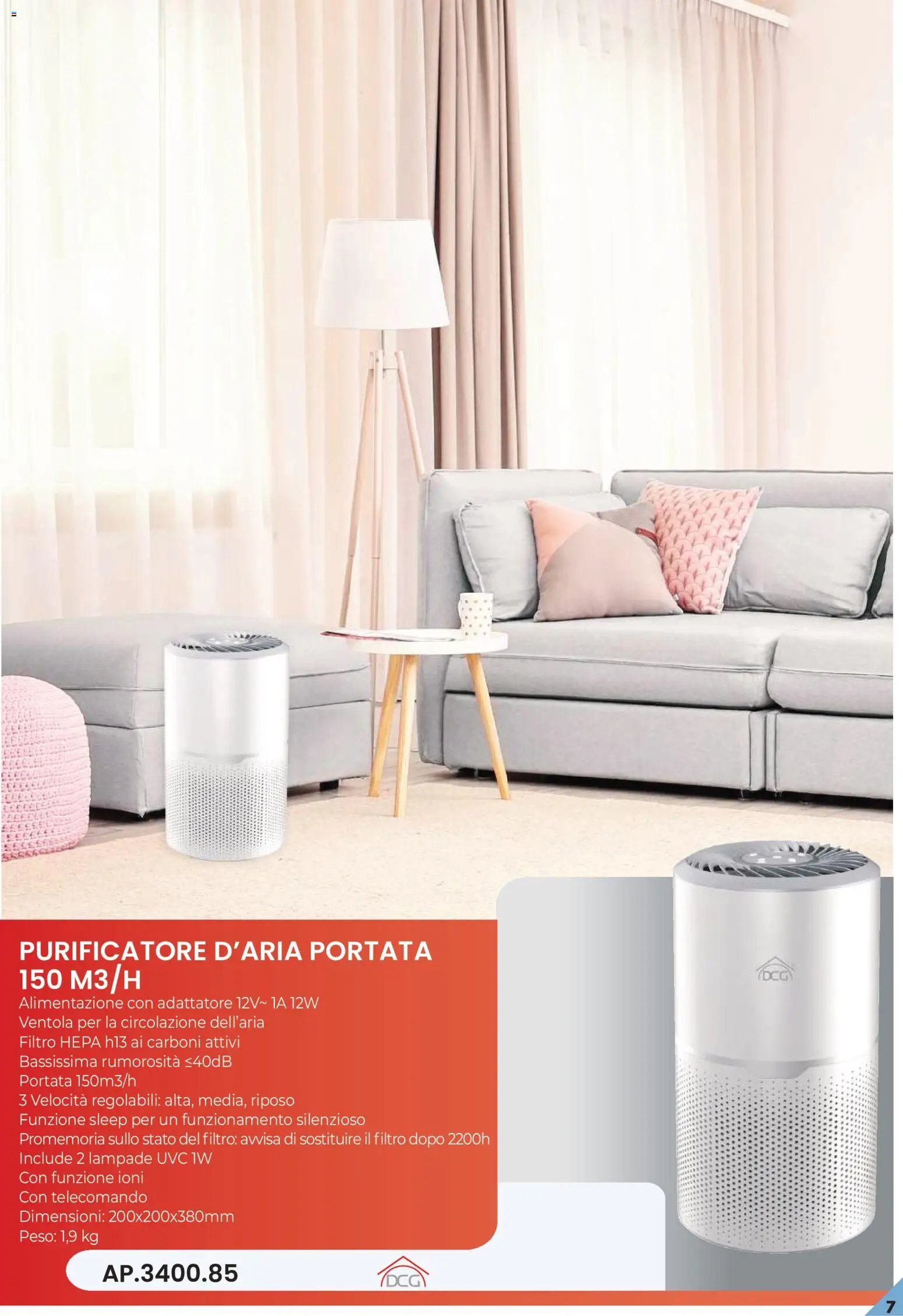 Volantino GBC del 22/10/2026 | Pagina: 7 | Prodotti: Telecomando, Filtro HEPA, Adattatore, Purificatore d'aria
