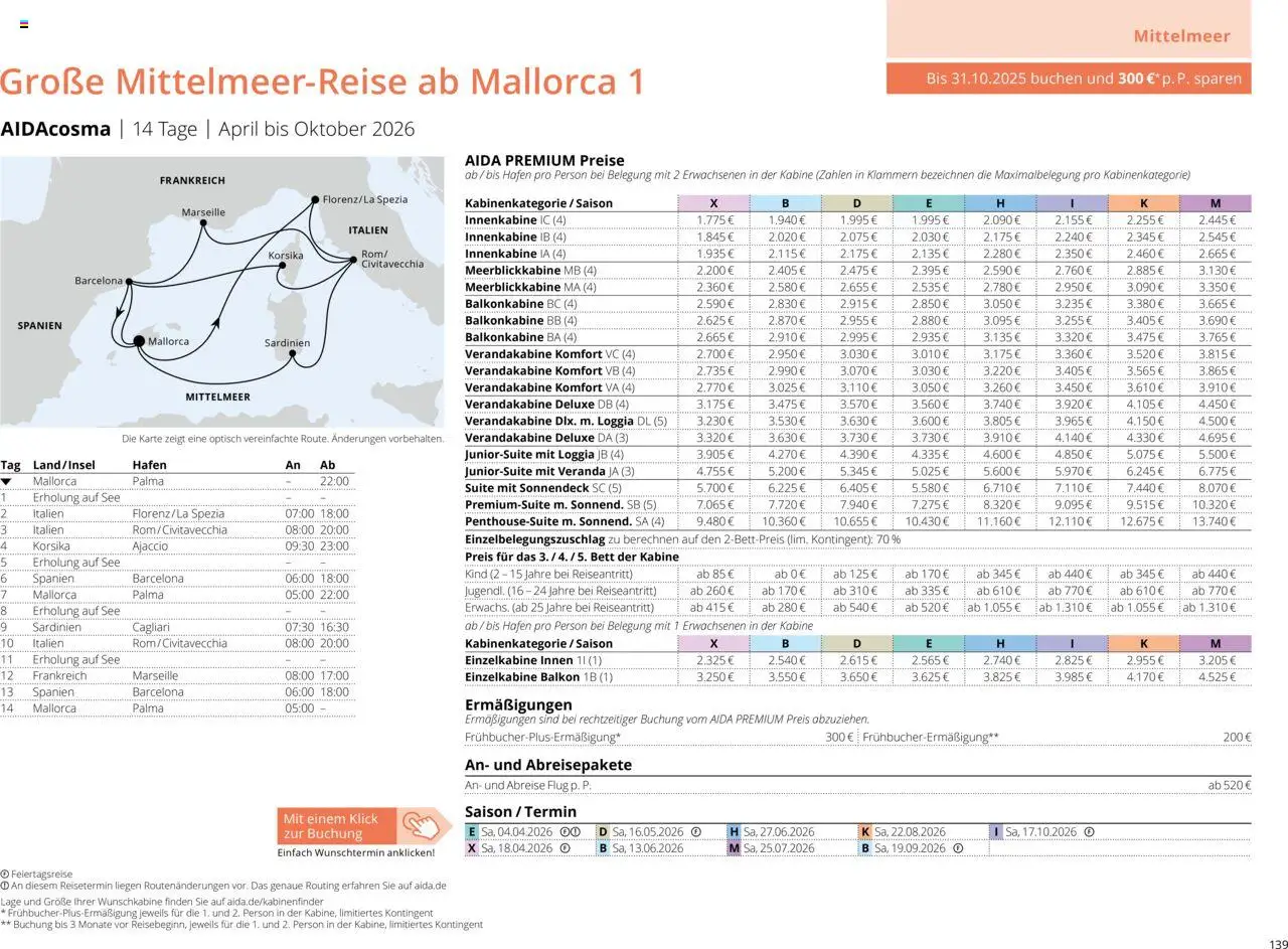 Aida Sommer 2026 – gültig ab 01.03.2026 | Seite: 139 | Produkte: Bett