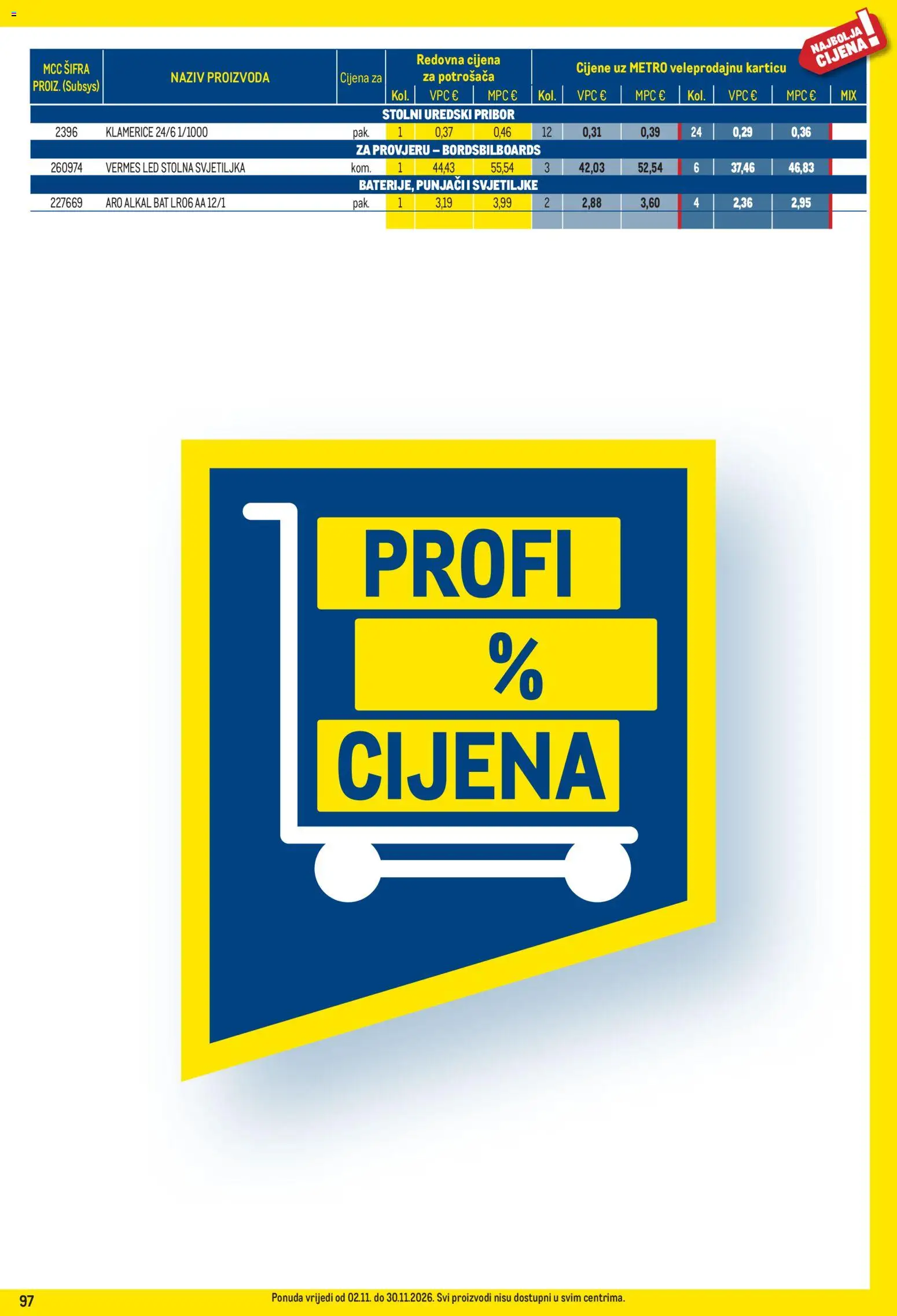 Metro katalog | vrijedi od 02.11.2026 | Stranica: 97 | Proizvodi: Svjetiljka, Uredski pribor, Led, Stolna svjetiljka