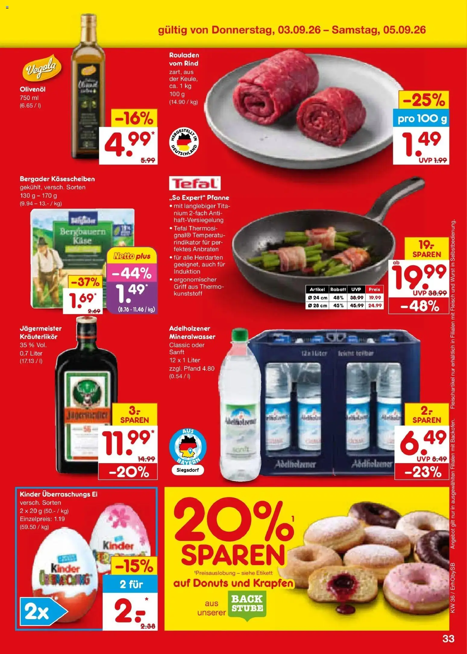 Netto Marken-Discount Prospekt Metten – gültig ab 31.08.2026 | Seite: 45 | Produkte: Olivenol, Adelholzener, Donuts, Wurst