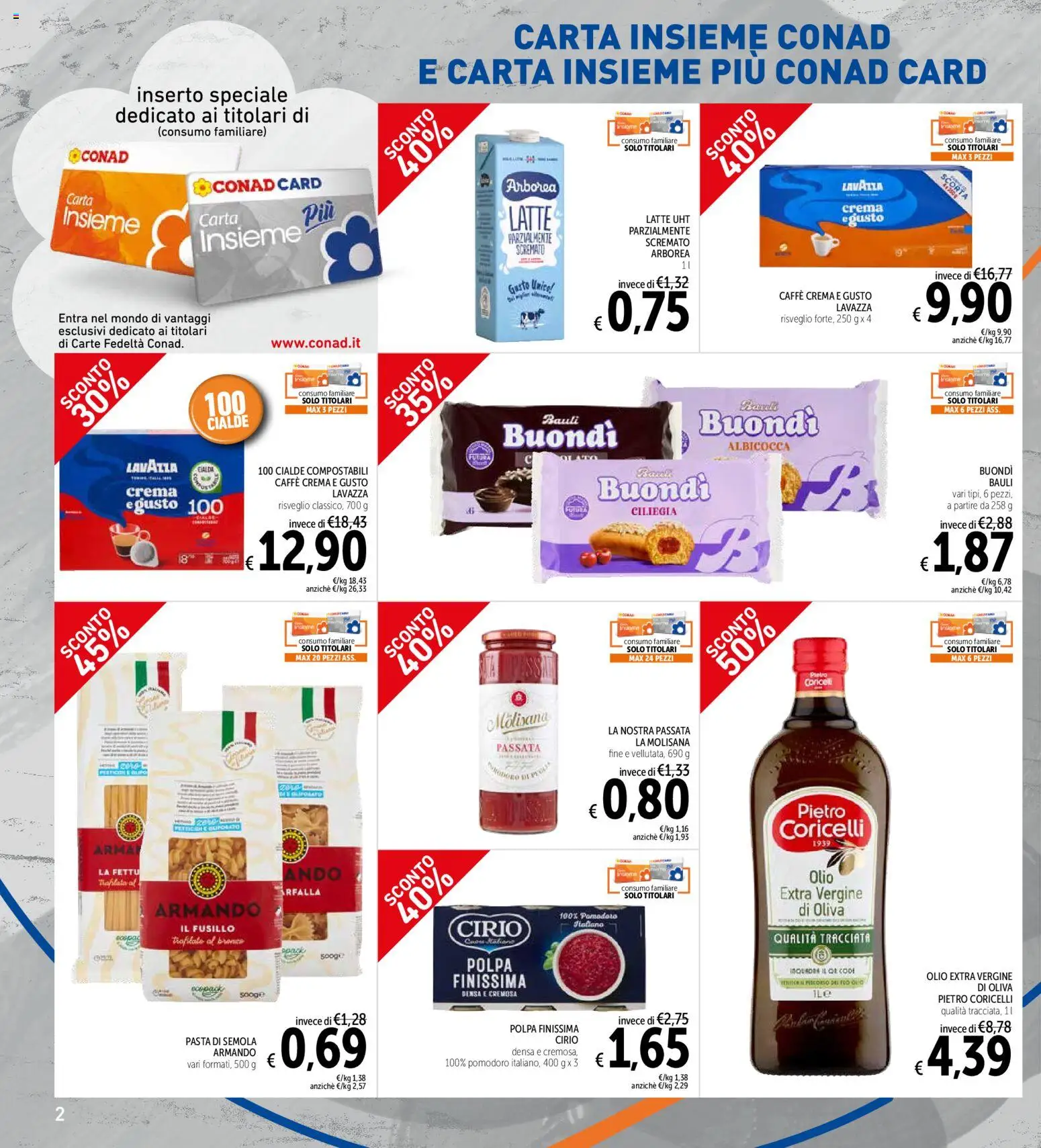 Volantino Spazio Conad del 06/10/2026 | Pagina: 2 | Prodotti: La Molisana, Pomodoro, Semola, Cialde