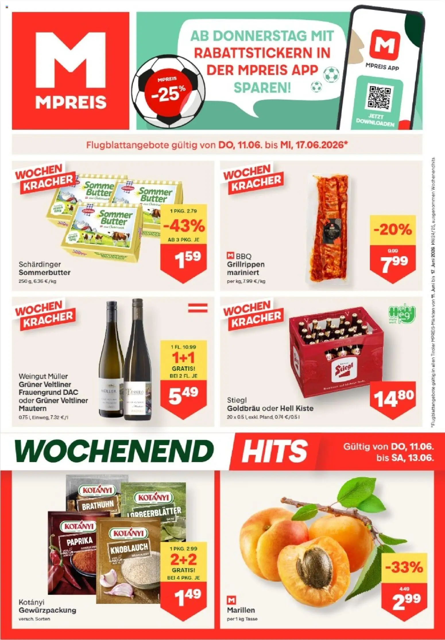 MPREIS Absam gültig ab 11.06.2026 | Seite: 1 | Produkte: Knoblauch, Butter