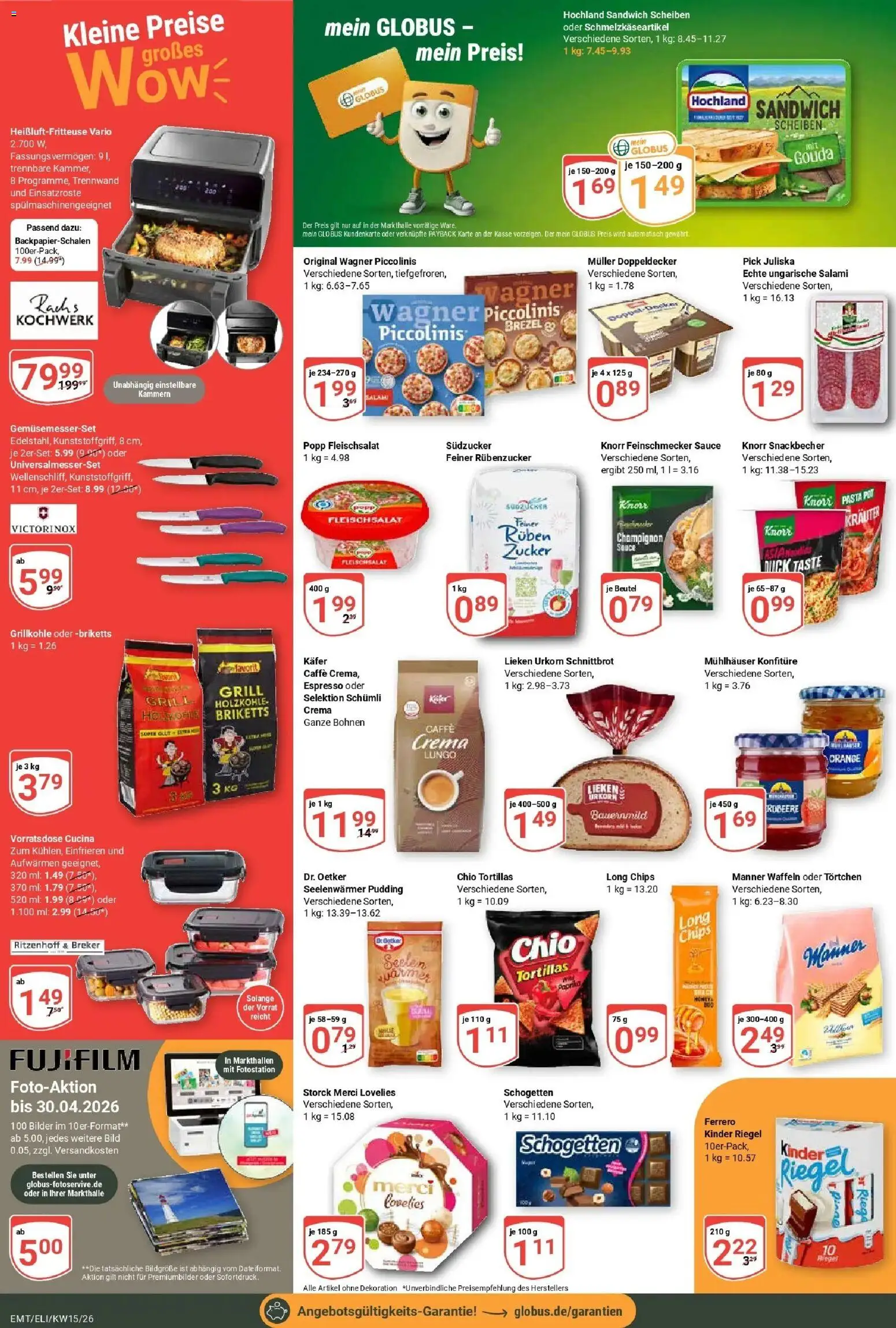 Globus prospekt Erfurt-Linderbach	 – gültig ab 07.04.2026 | Seite: 2 | Produkte: Kinder riegel, Salami, Chips, Heißluftfritteuse