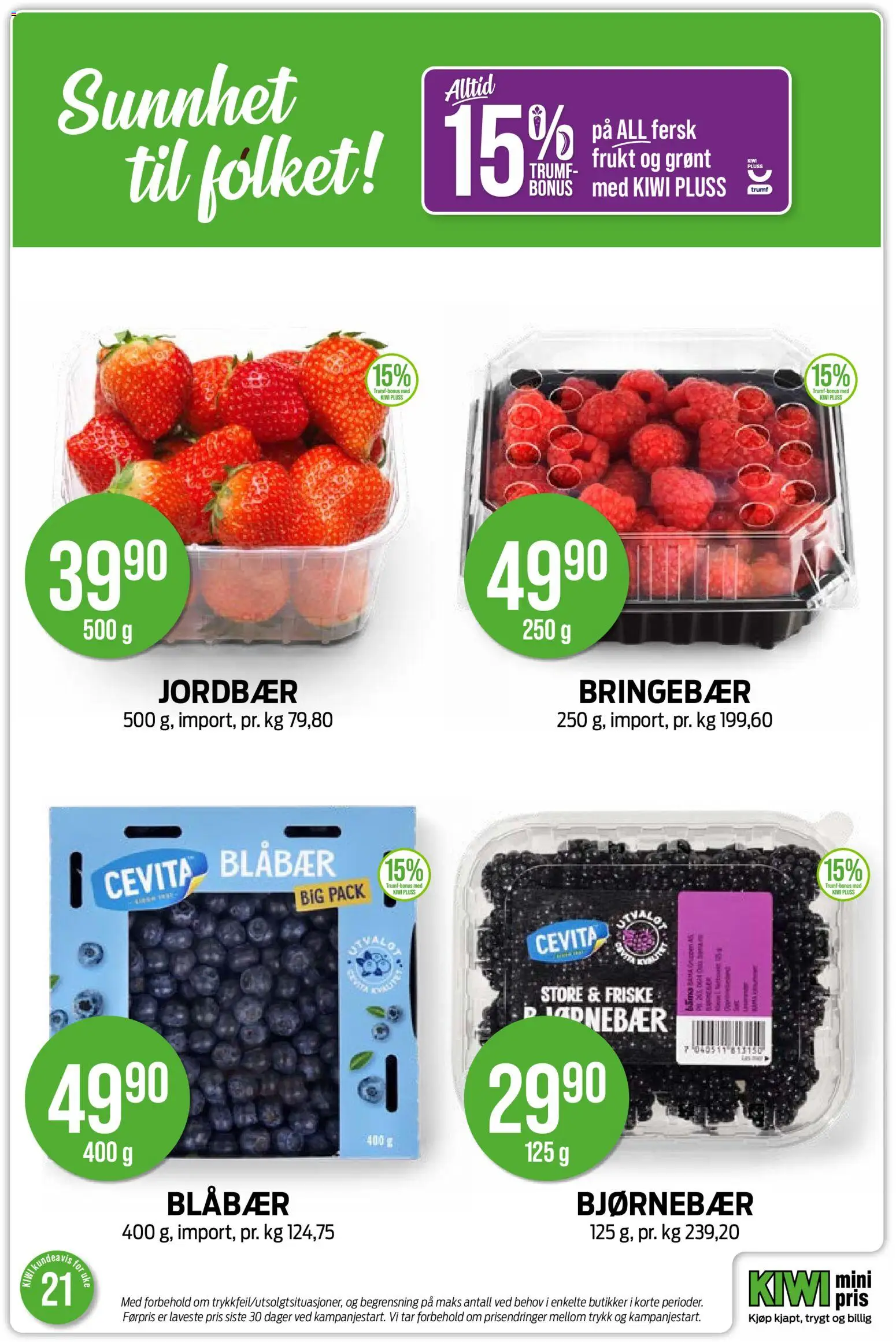 {H1} | Side: 11 | Produkter: Kiwi, Bringebær, Blåbær, Bjørnebær