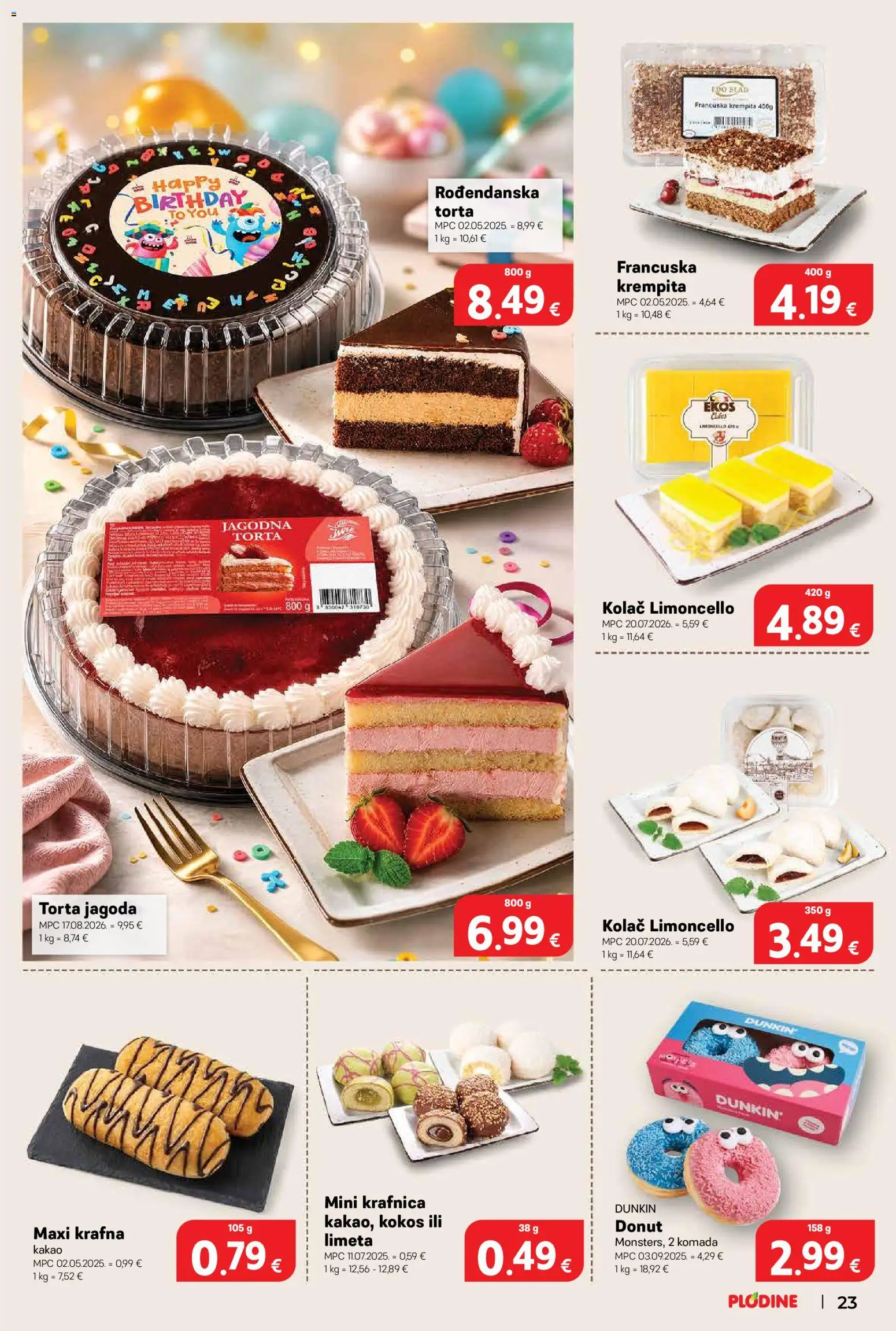 Plodine katalog | vrijedi od 10.09.2026 | Stranica: 23 | Proizvodi: Kolac, Kakao, Kokos, Torta