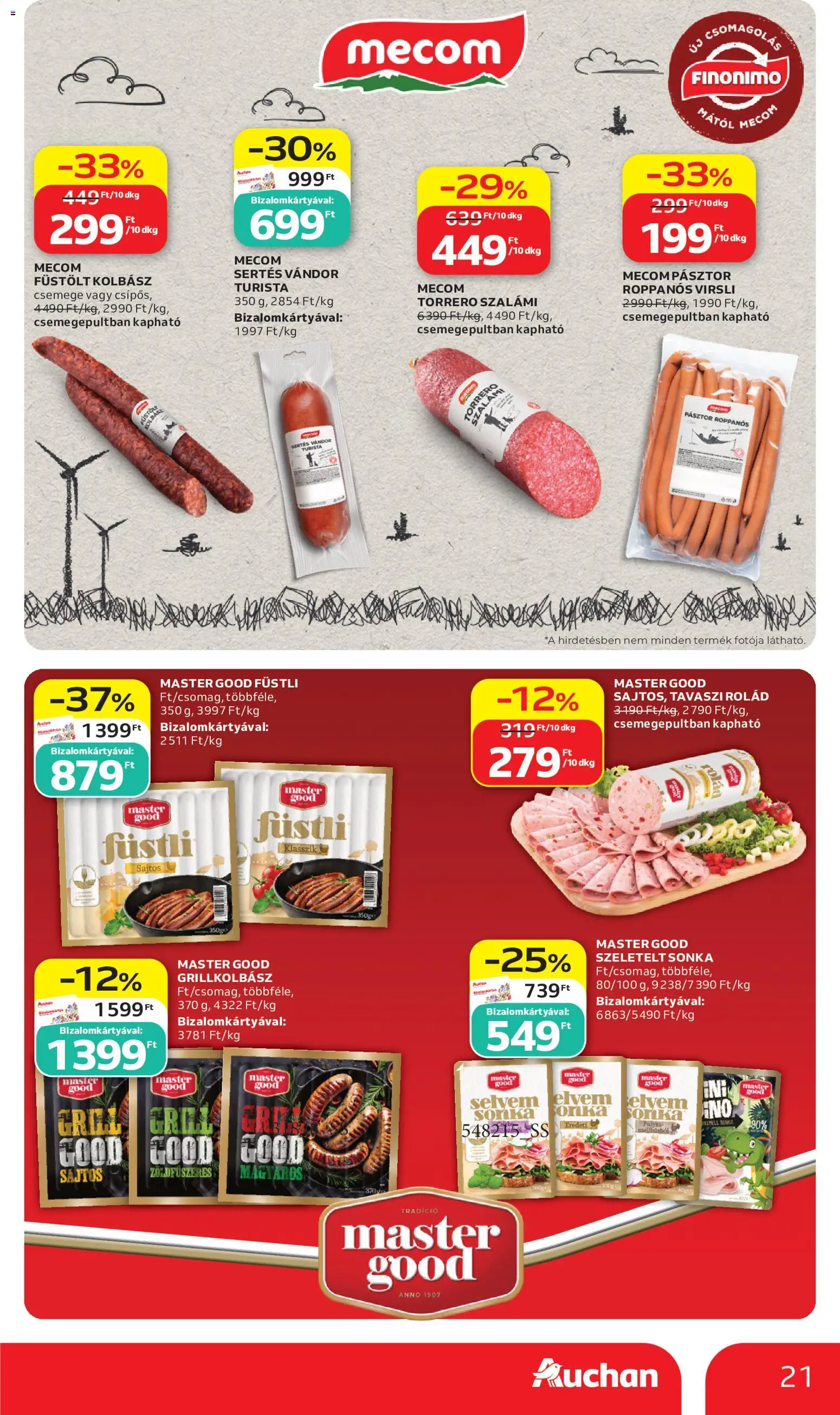 Auchan akciós ujság - amely érvényes a következő dátumtól: 2026.07.02. | Oldal: 21 | Termékek: Virsli, Grillkolbász, Grill, Sonka