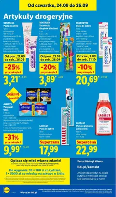 Pogląd oferty "LACALUT Pasta do zębów, 75 ml, flora lub perfect" - ważna od 24.09.2026 | Strona: 98 | Produkty: Podpaski, Lacalut, Pasta do zębów, Płyn do płukania jamy ustnej