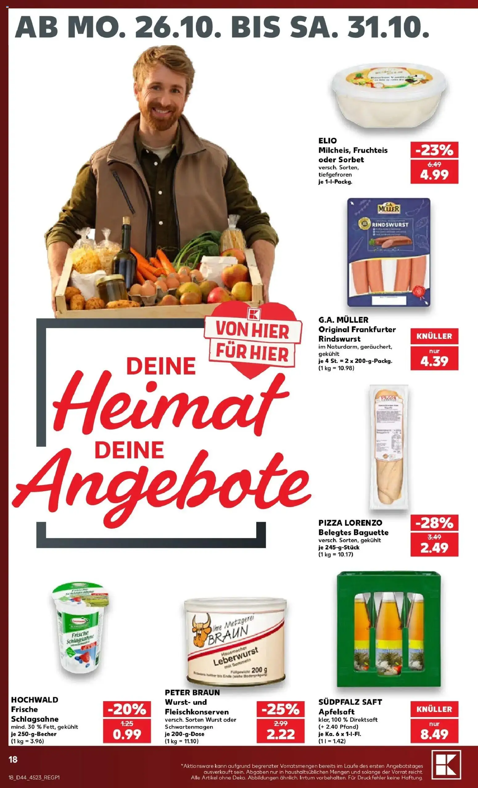 Prospekt Kaufland ab 26.10.2026 » Angebote Online zum Blättern | Seite: 22 | Produkte: Baguette, Apfelsaft, Fleischkonserven, Saft