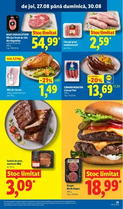 Ofertele Lidl valabile de la 24.08.2026 | Pagină: 55 | Produse: Vită, Burger, Plus, Cârnați