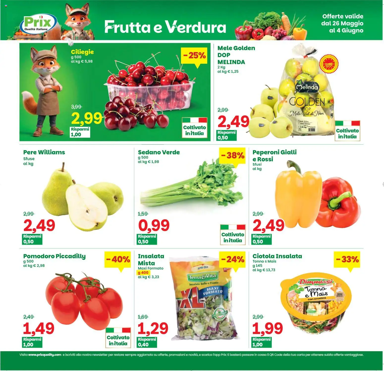 Volantino Prix del 26.05.2026 | Pagina: 3 | Prodotti: Mele, Pomodoro, Sedano, Mais