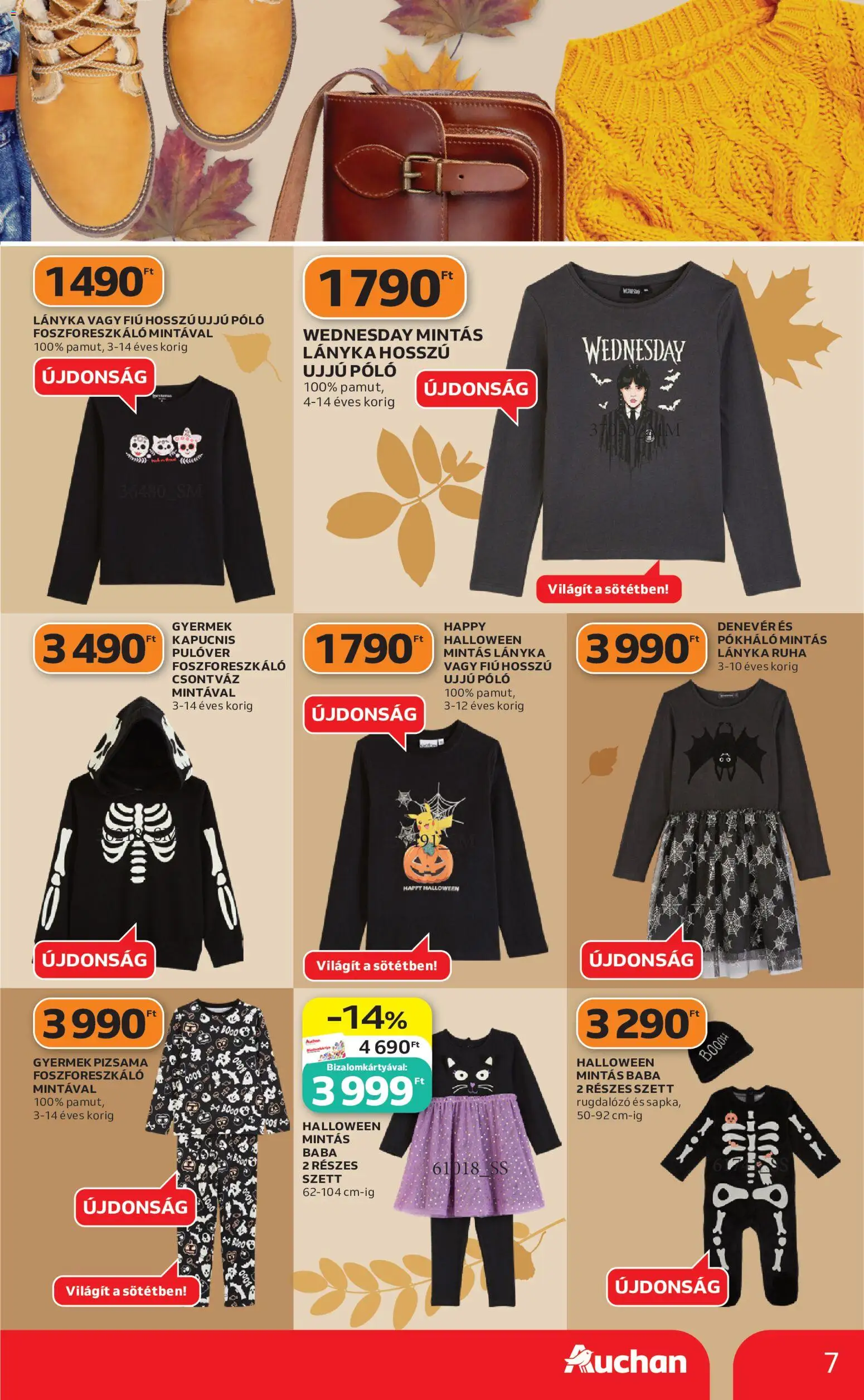 Auchan akciós ujság - amely érvényes a következő dátumtól: 2026.10.01. | Oldal: 7 | Termékek: Sapka, Baba, Pulóver, Pizsama